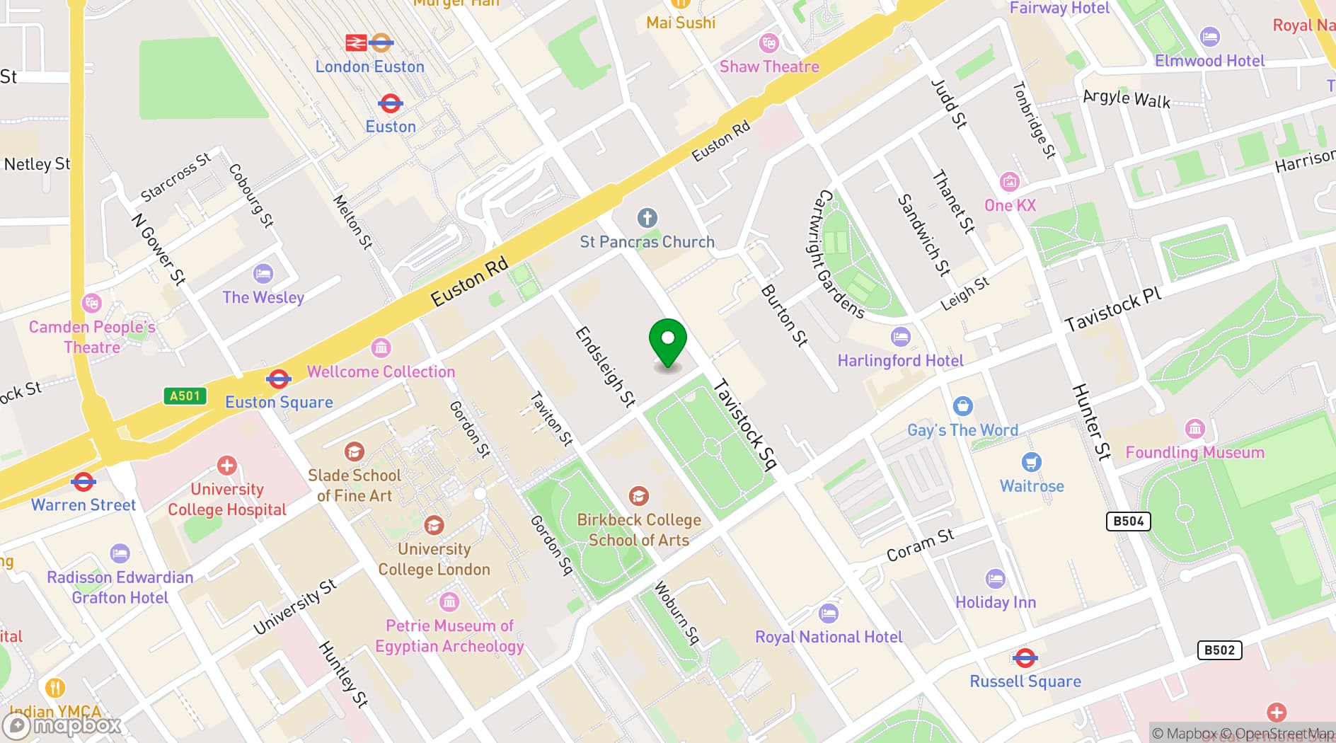 Map showing Woburn House