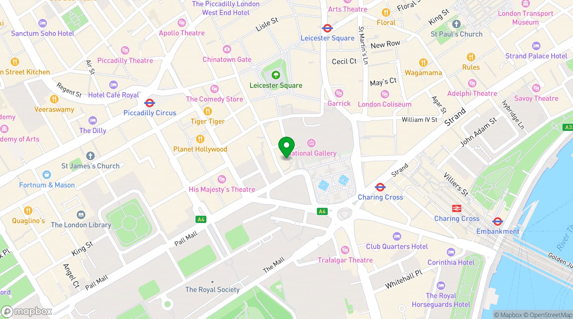 Map showing Osteria Locatelli at the National Gallery