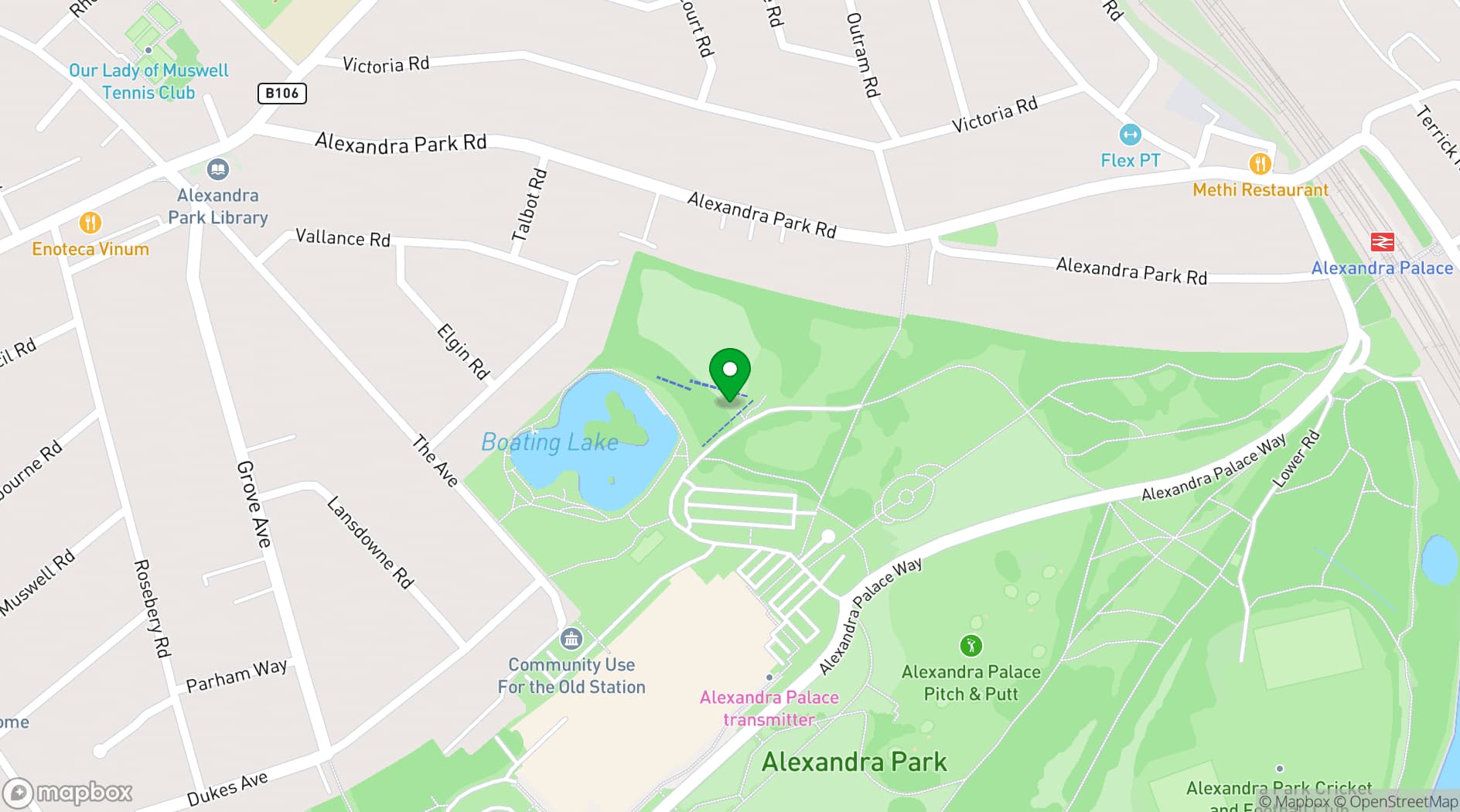 Map showing Go Ape - Alexandra Palace
