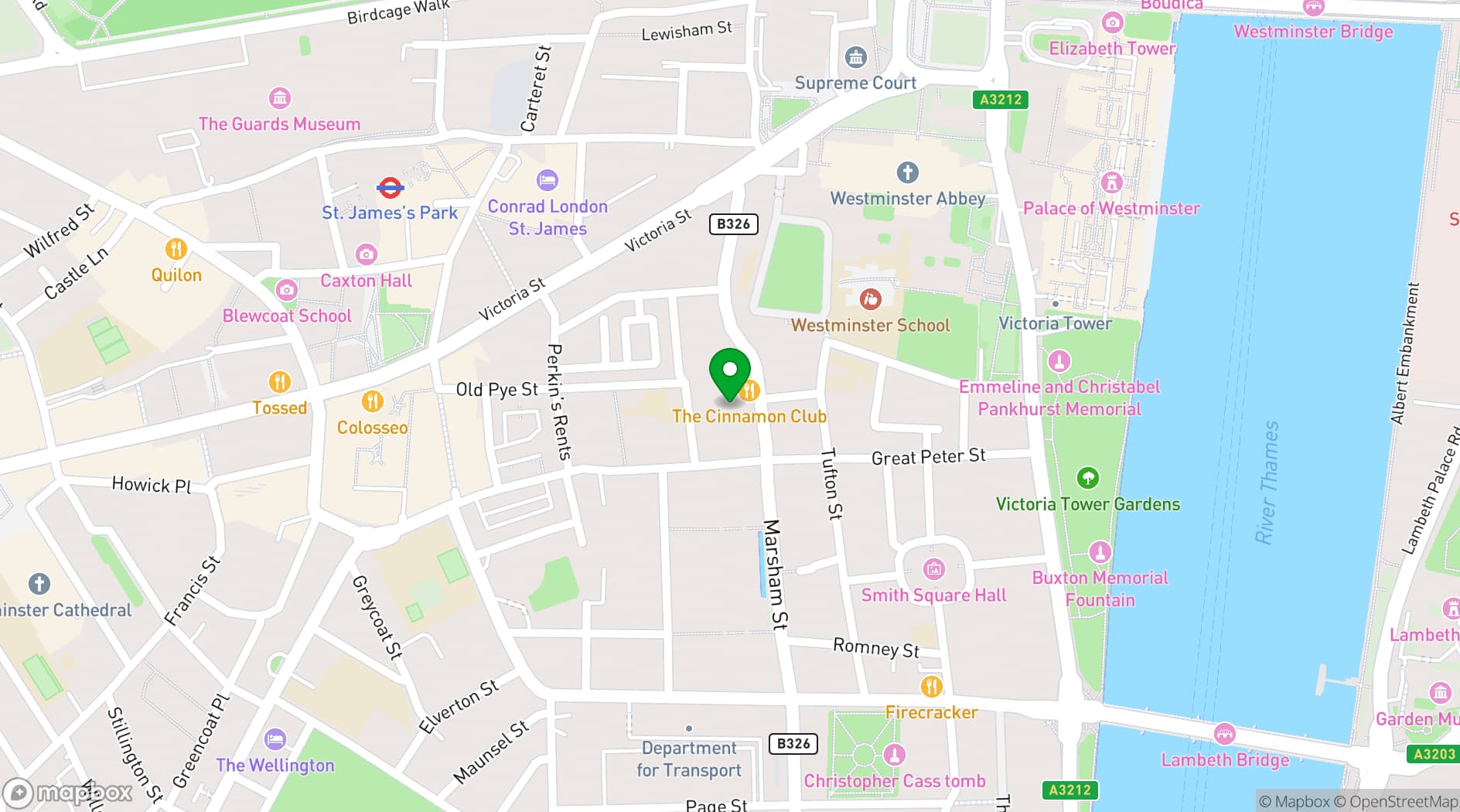 Map showing Cinnamon Club