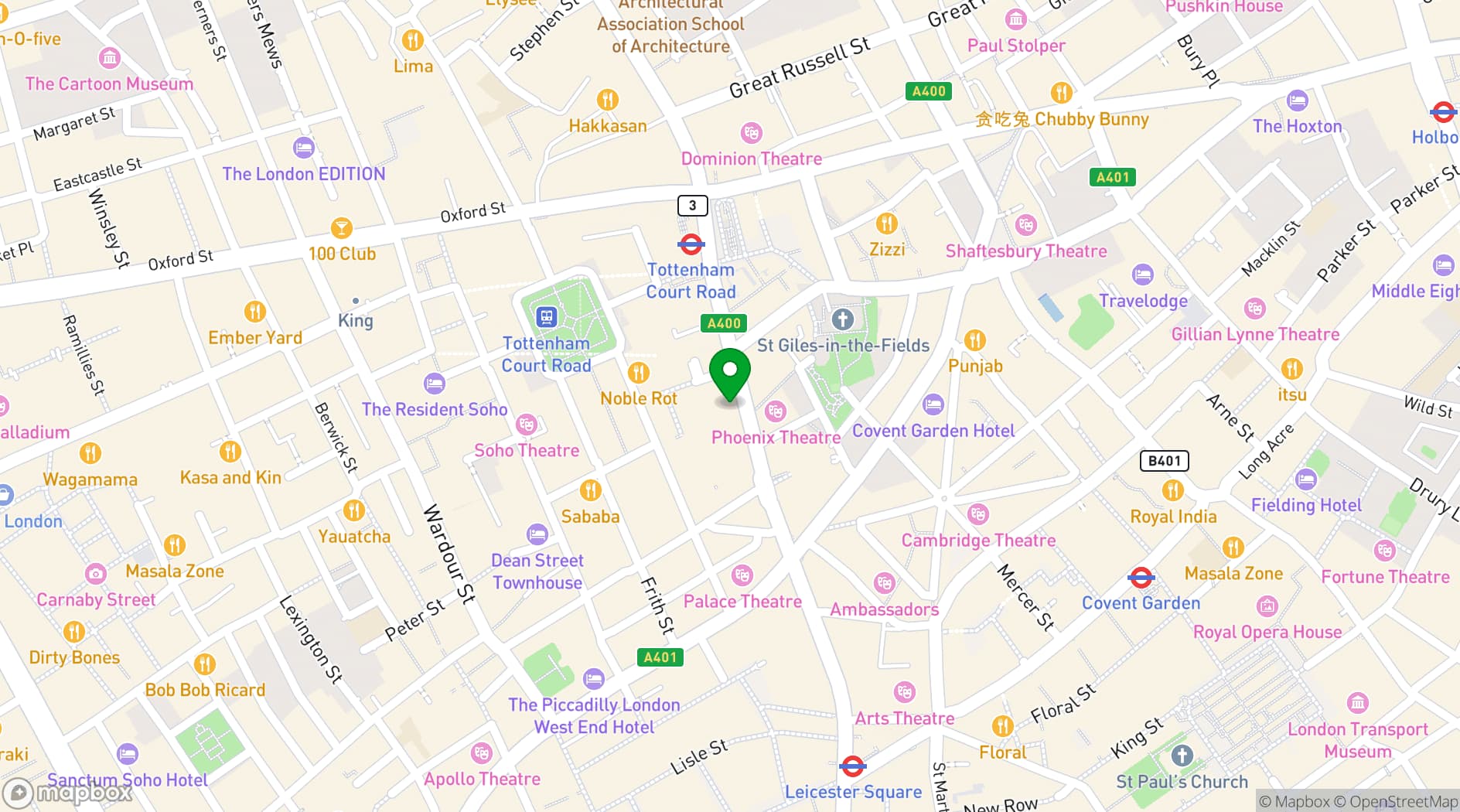 Map showing UNTIL Soho
