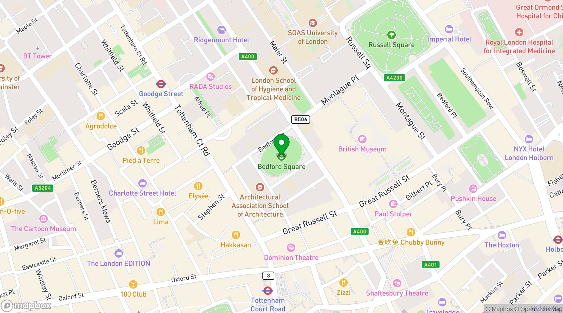 Map showing Cocktails in the City