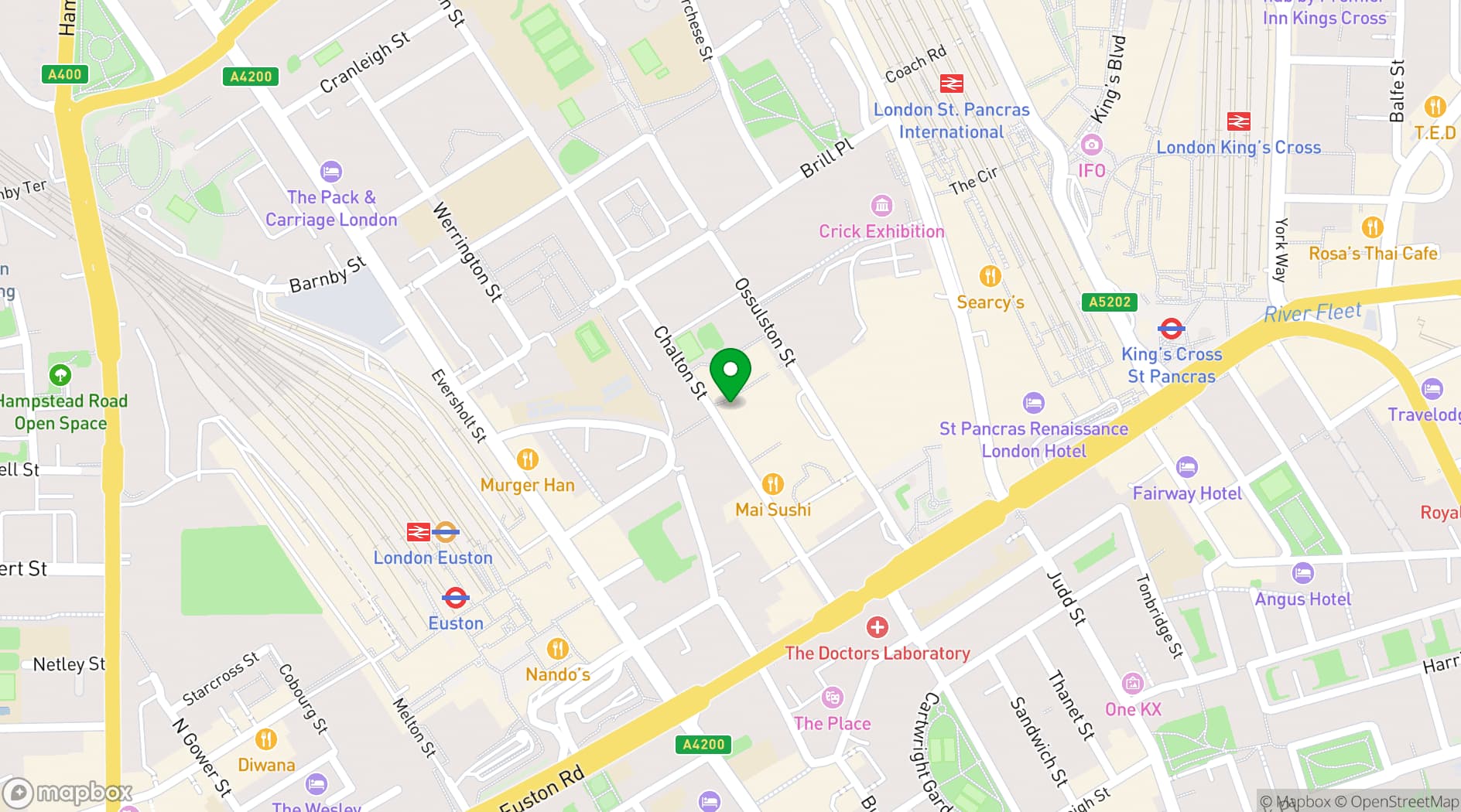 Map showing The Somers Town Coffee House