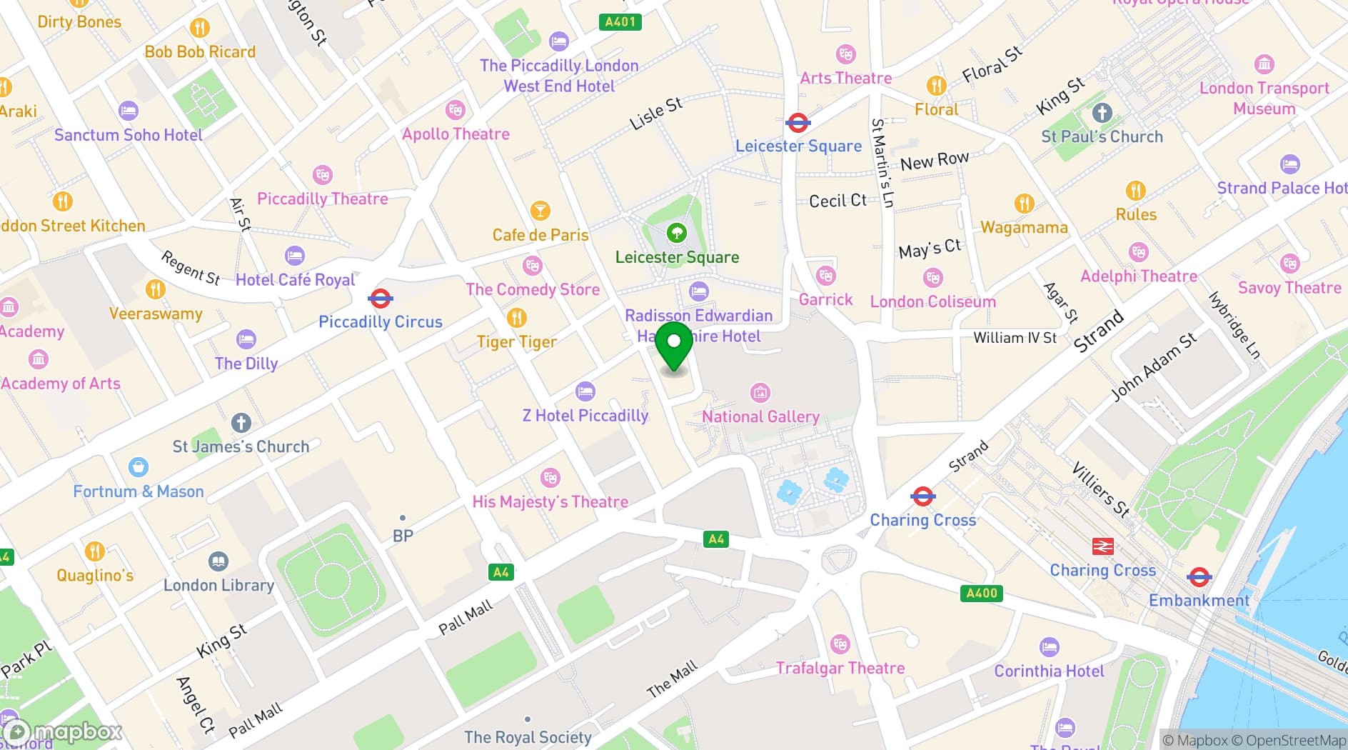 Map showing Thistle Trafalgar Square