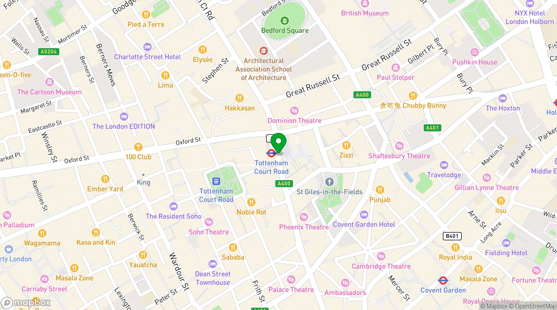Map showing HERE London