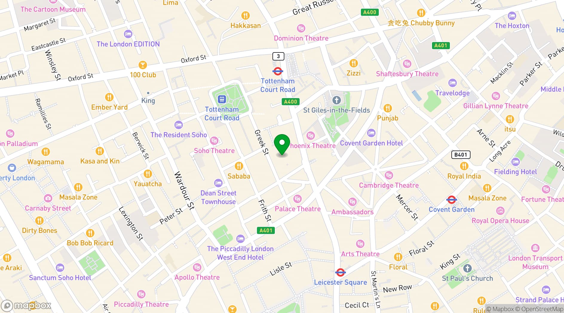 Map showing Zebrano Soho