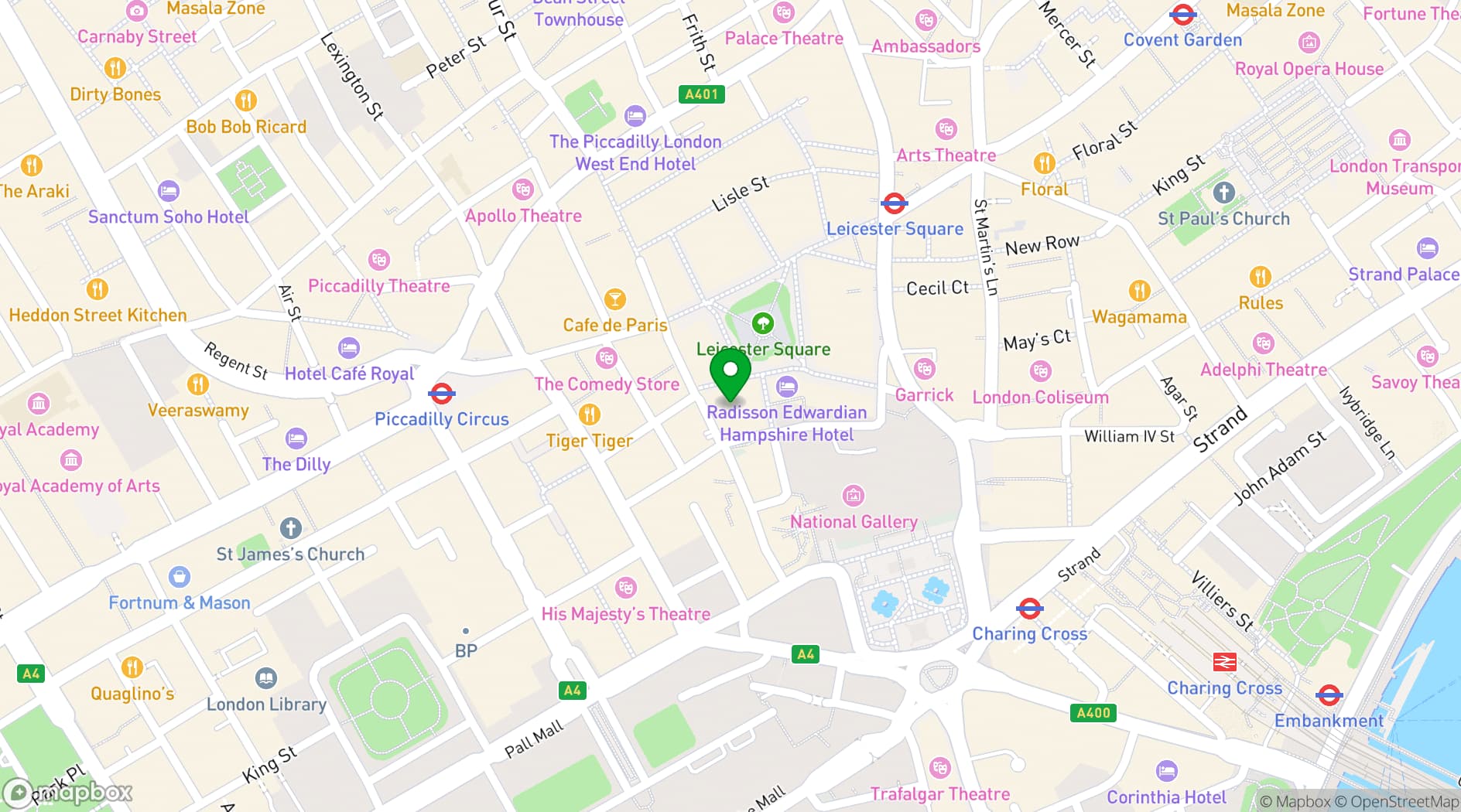 Map showing ODEON Leicester Square