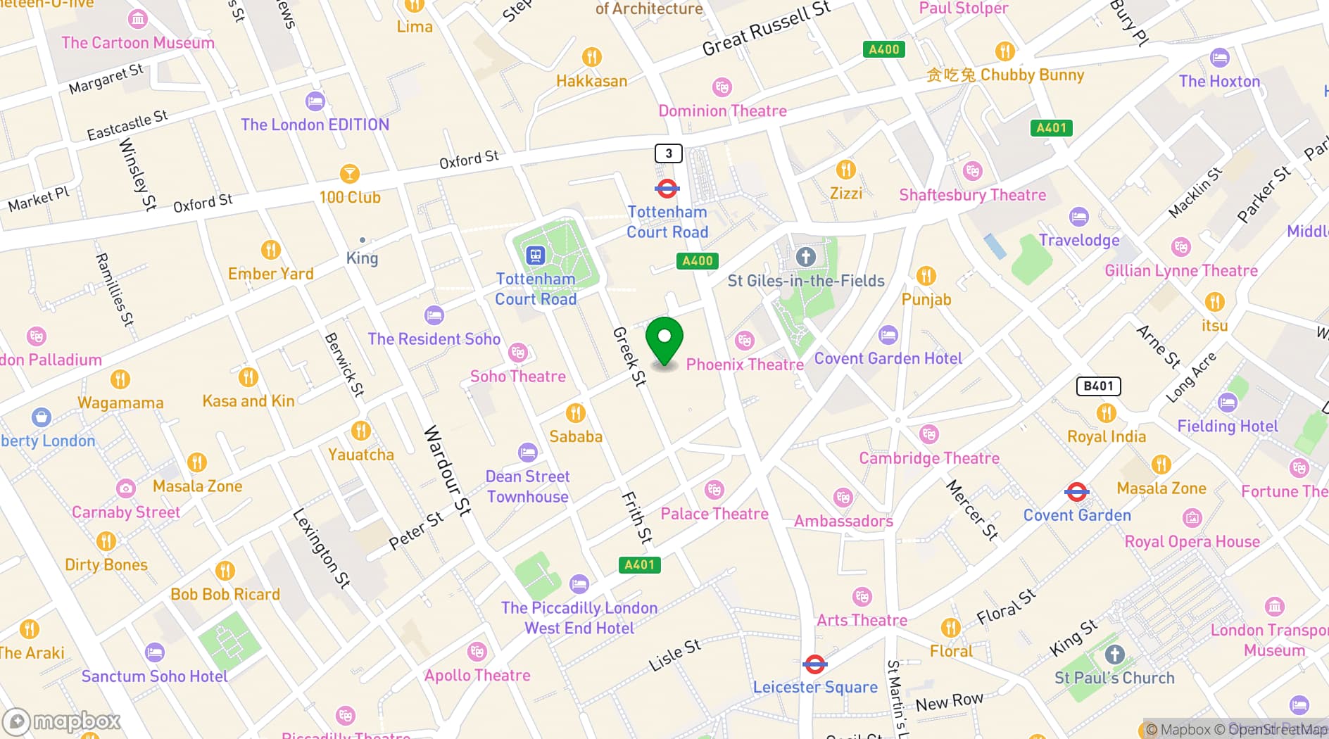 Map showing Warner Bros. De Lane Lea