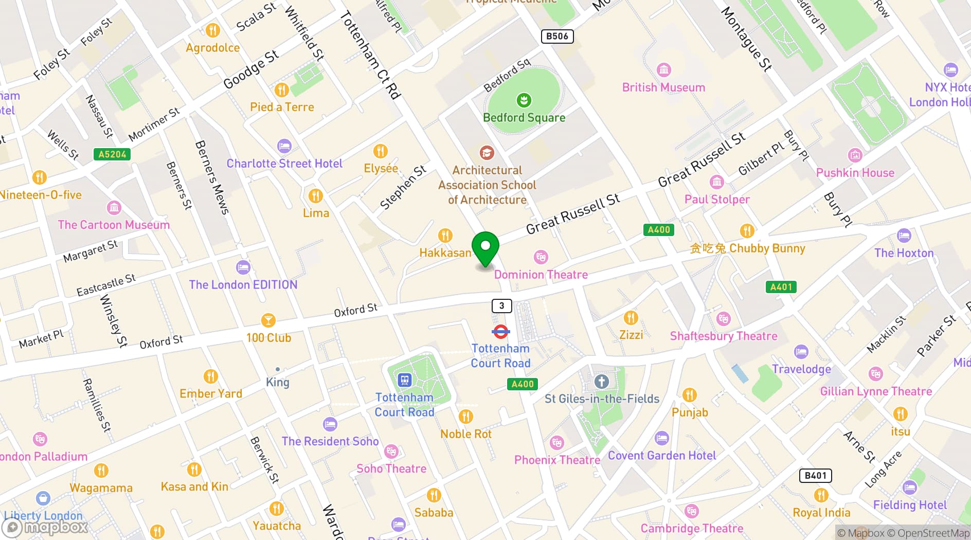 Map showing MSE Meeting Rooms - Tottenham Court Road