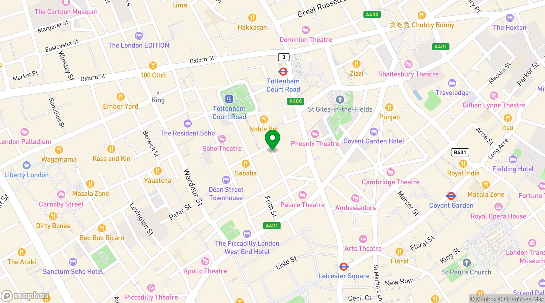 Map showing 14 Greek Street