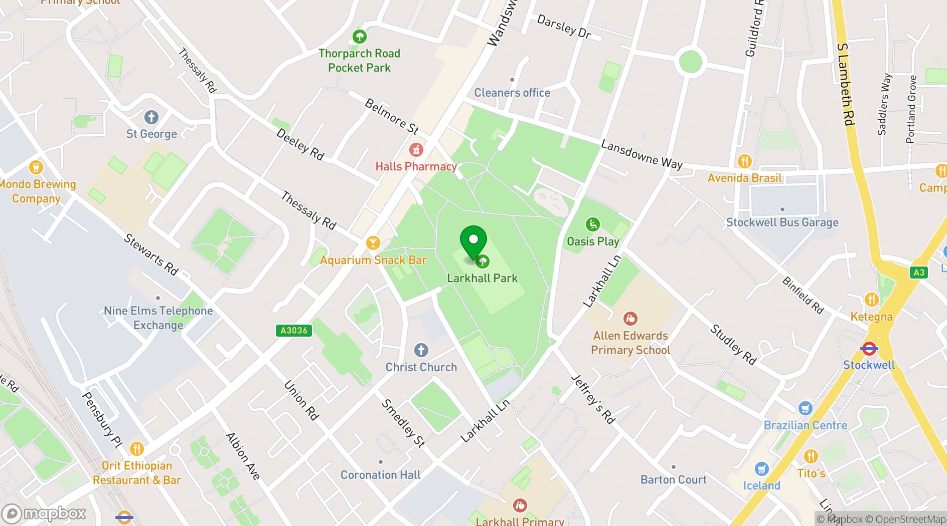 Map showing Larkhall Park