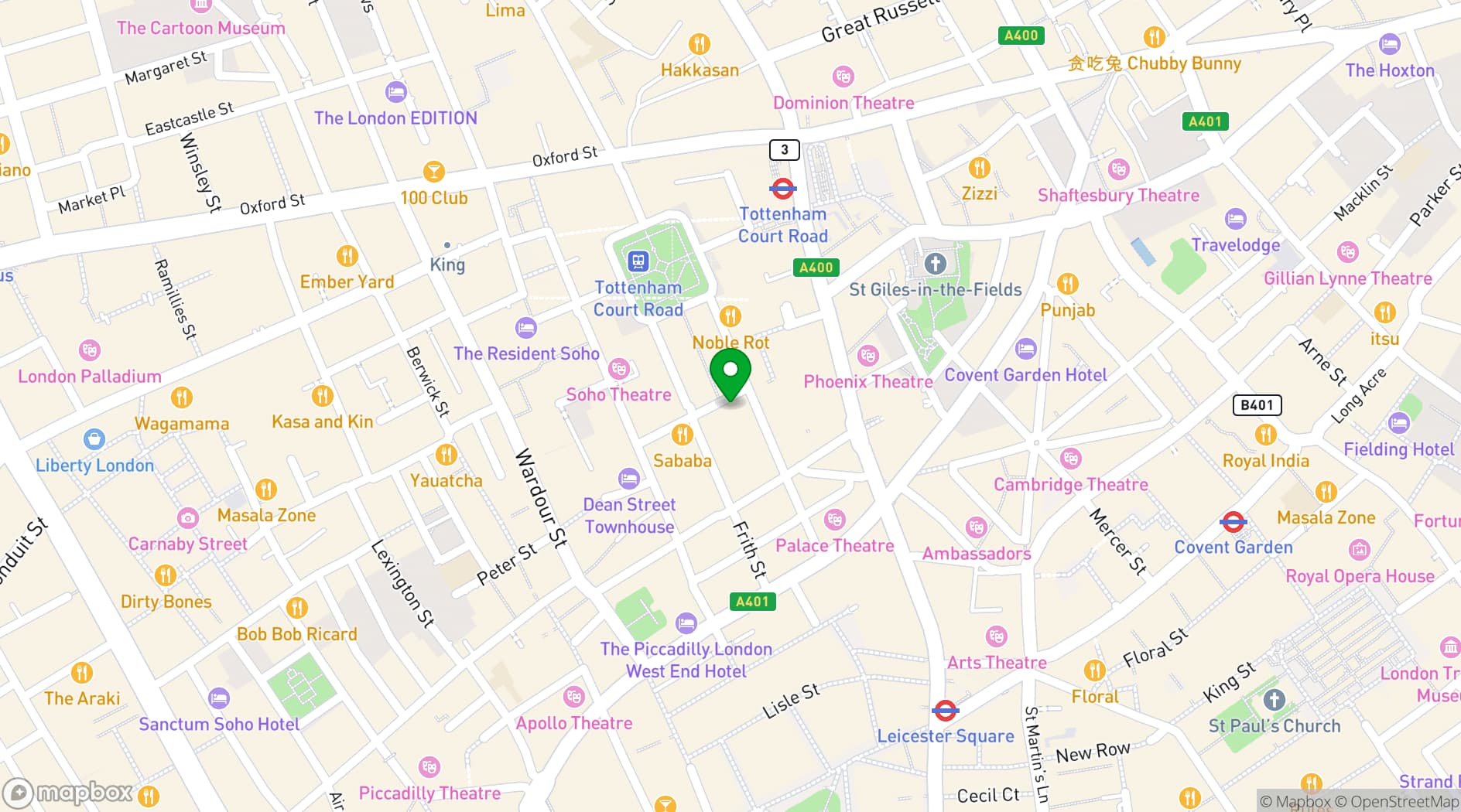 Map showing Simmons | Soho