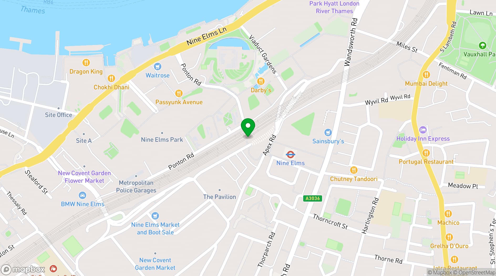 Map showing Nine Elms Studio
