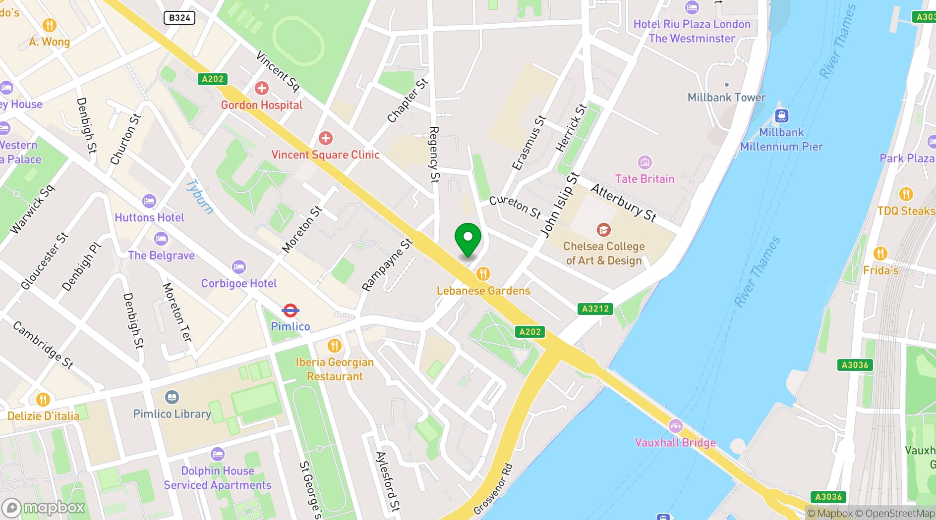 Map showing White Swan, Pimlico
