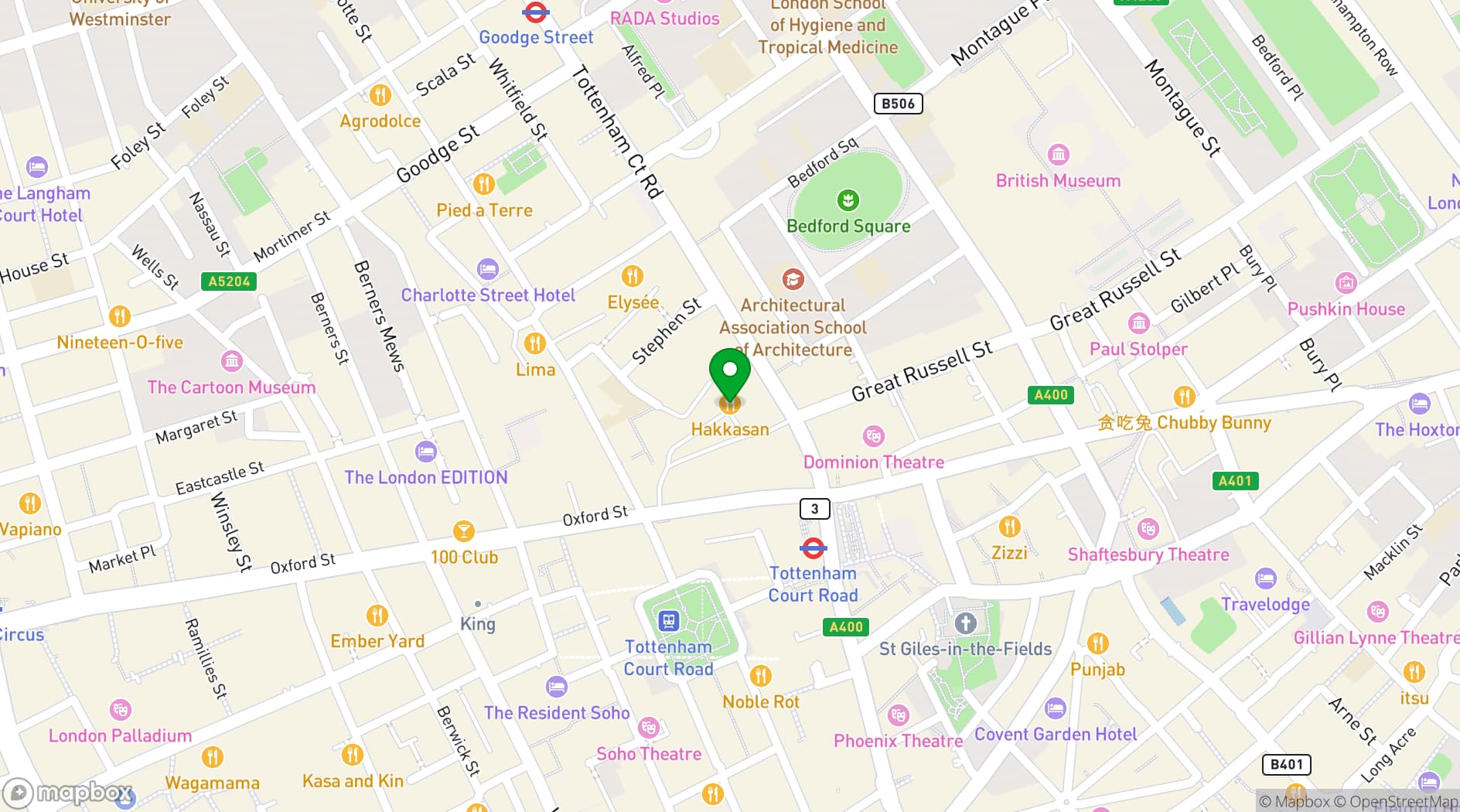 Map showing Hakkasan