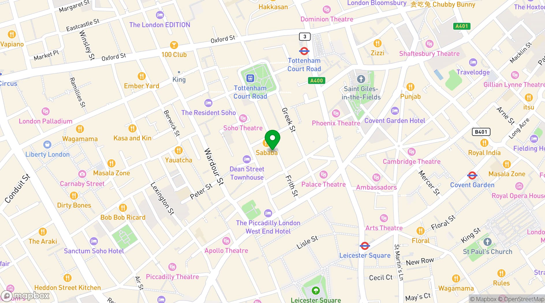 Map showing The Arts Theatre Club