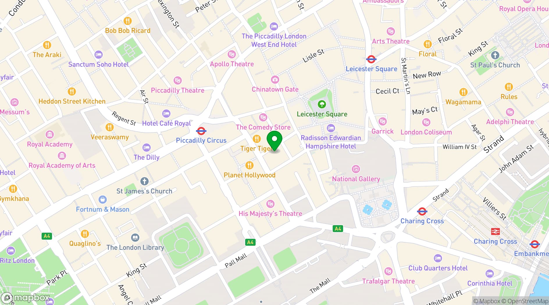 Map showing Harold Pinter Theatre