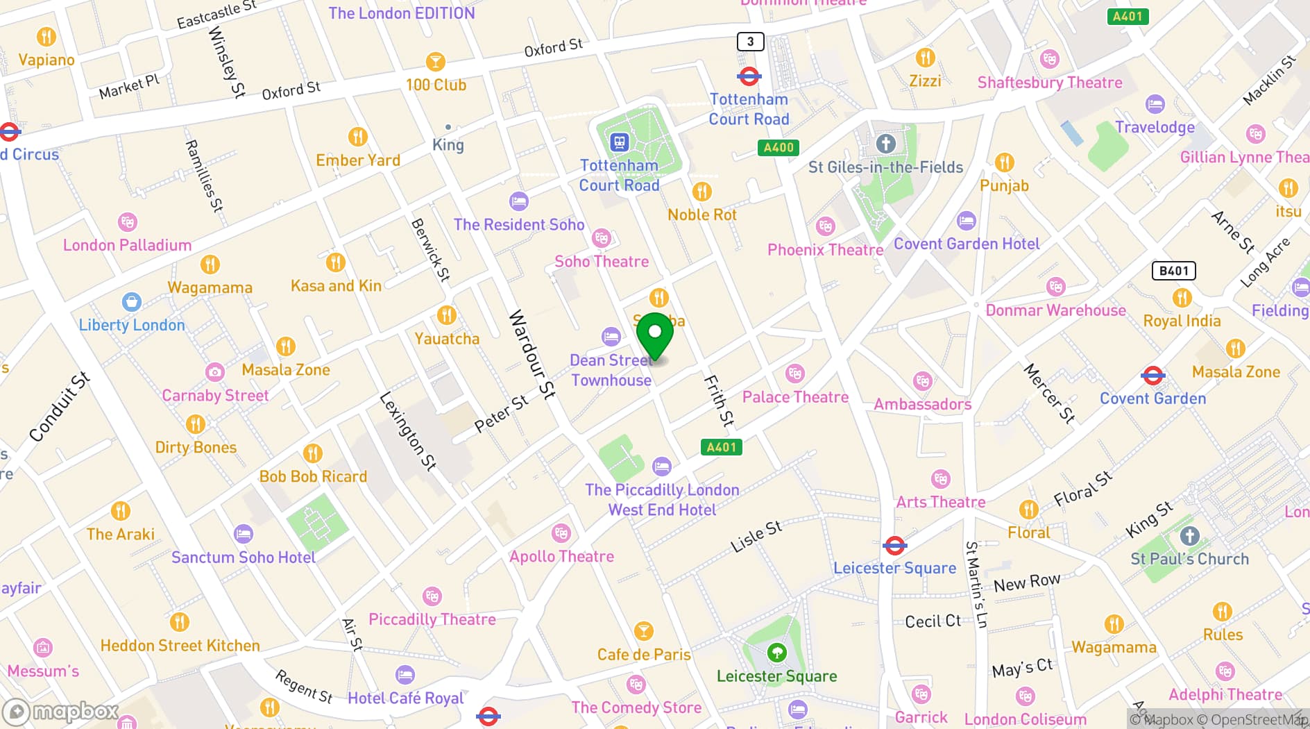 Map showing The Groucho Club