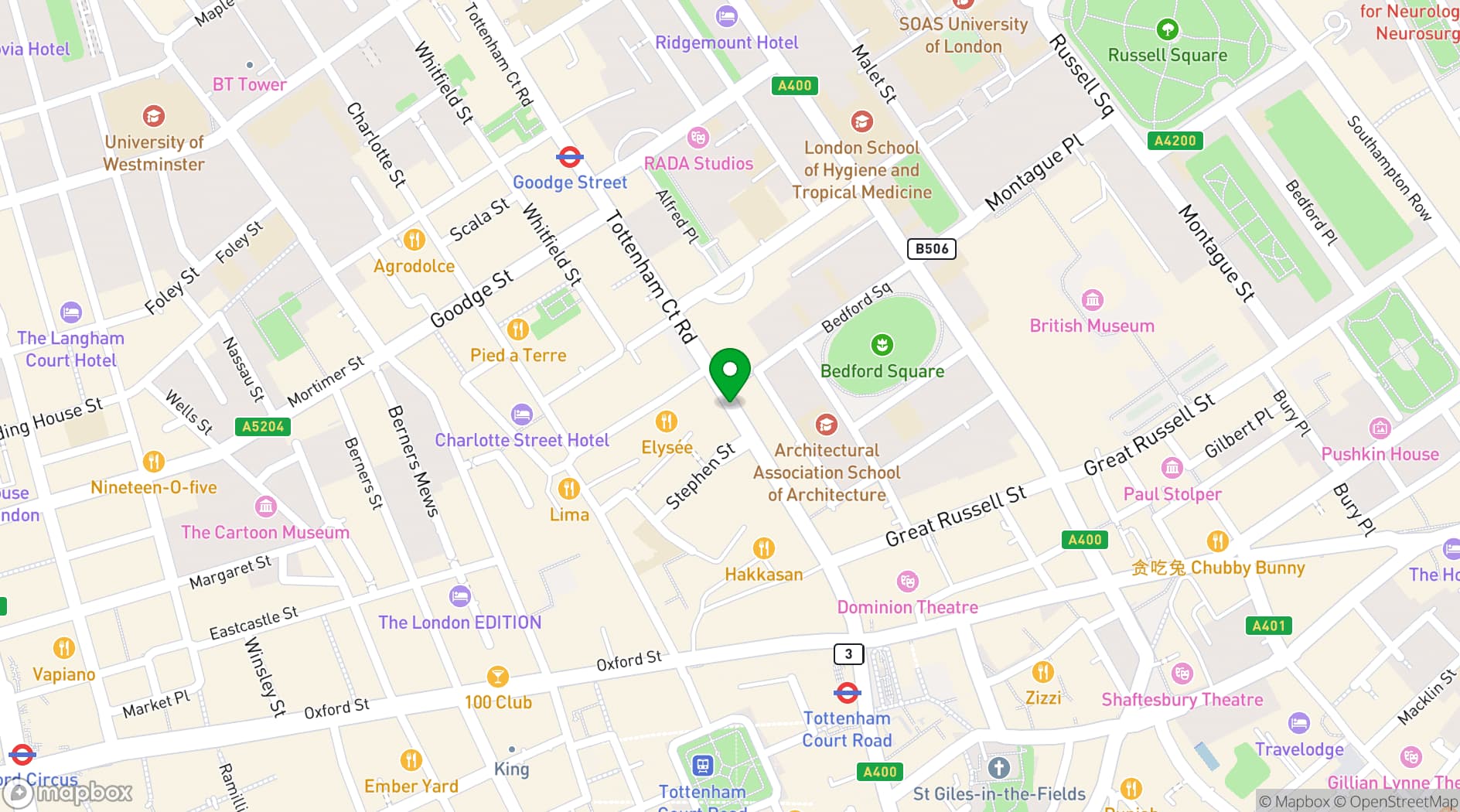 Map showing ODEON London Tottennham Court Road
