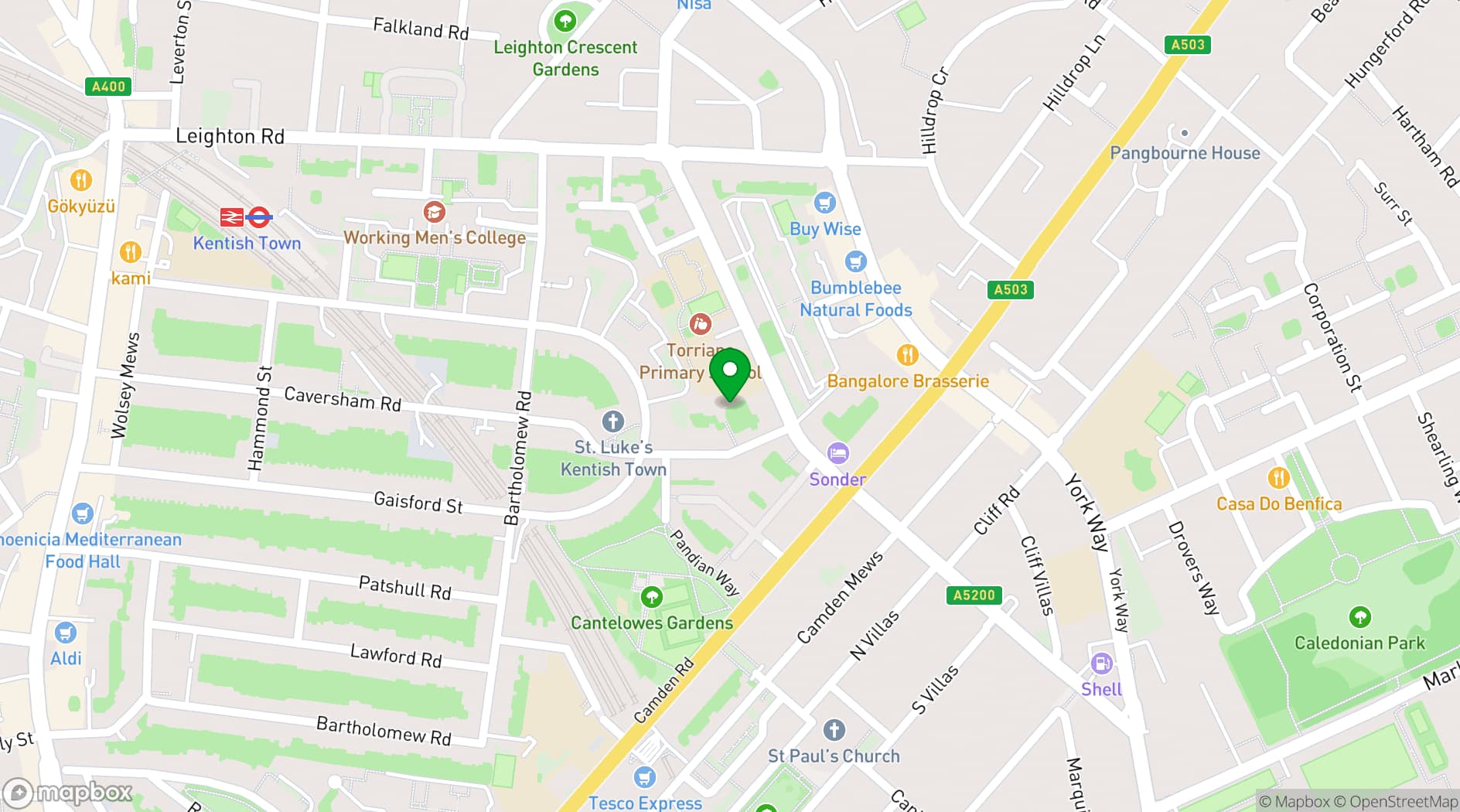 Map showing Kentish Town Community Centre