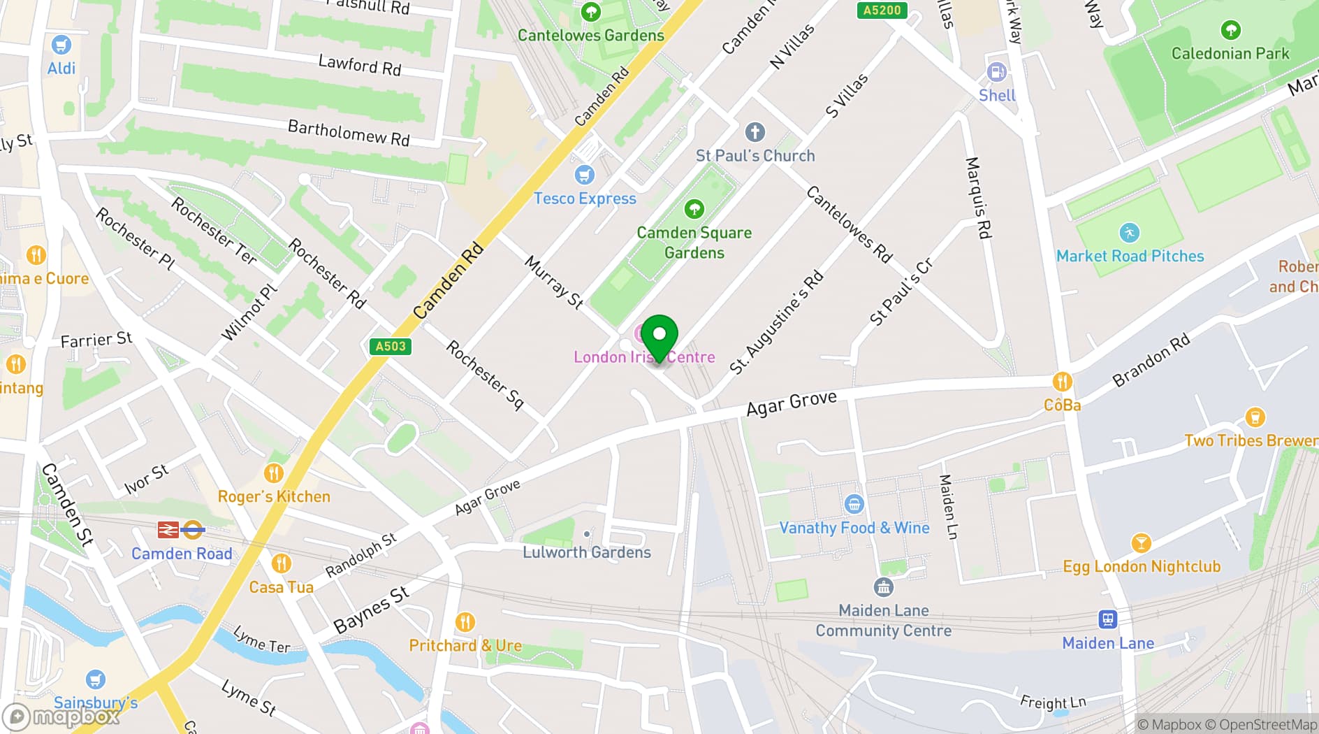 Map showing The London Irish Centre