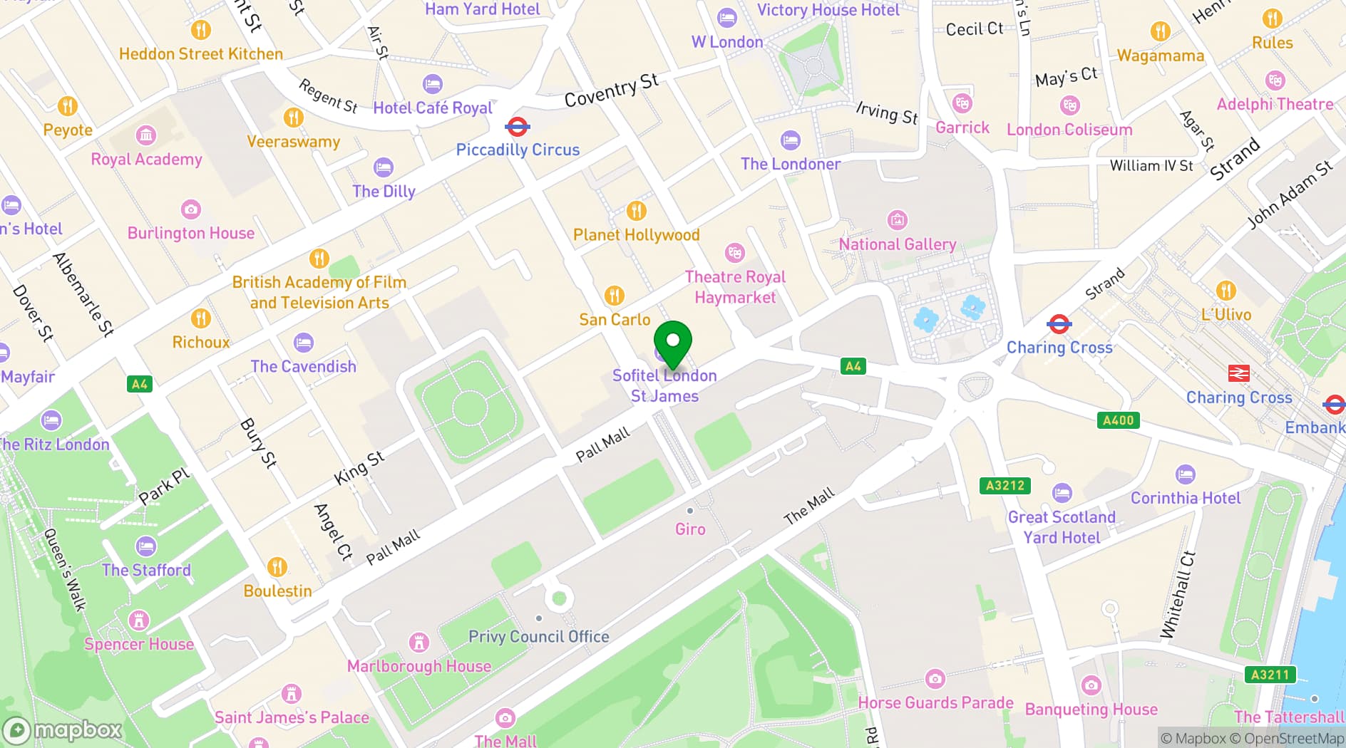 Map showing Wild Honey St James