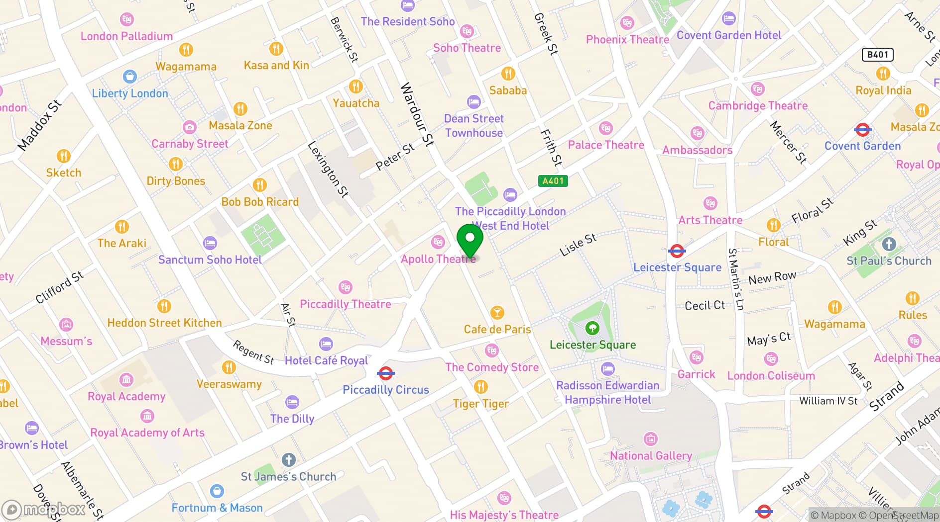 Map showing Hovarda Soho