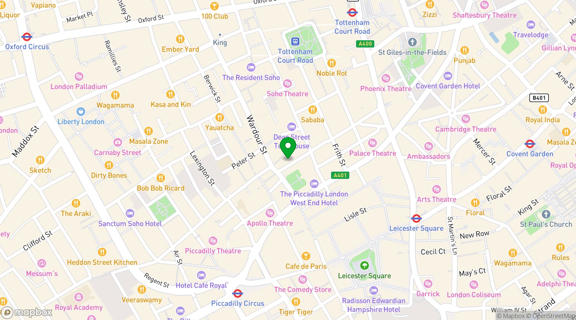Map showing Runway East Soho