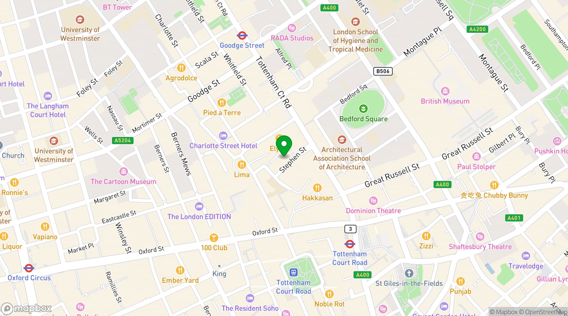 Map showing Stephen Street Terrace
