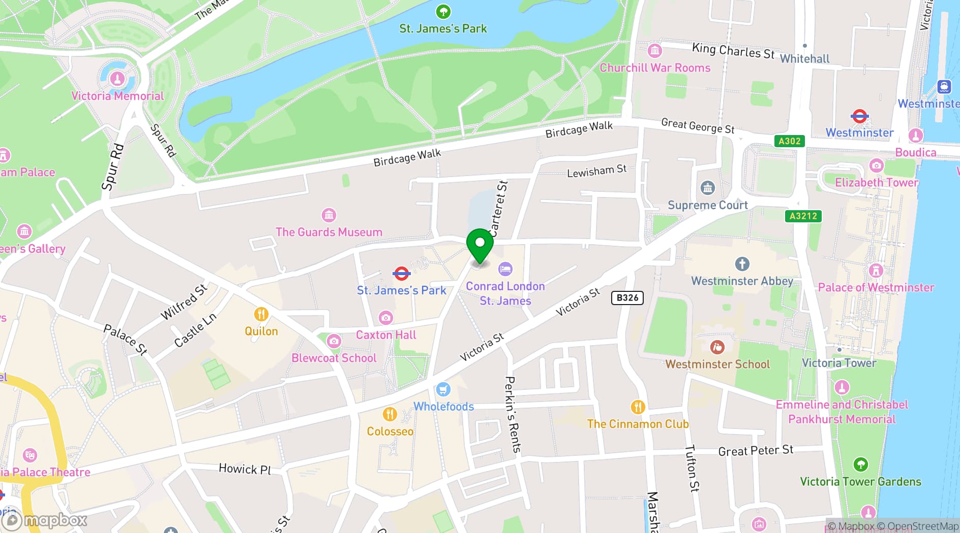 Map showing Conrad London St. James