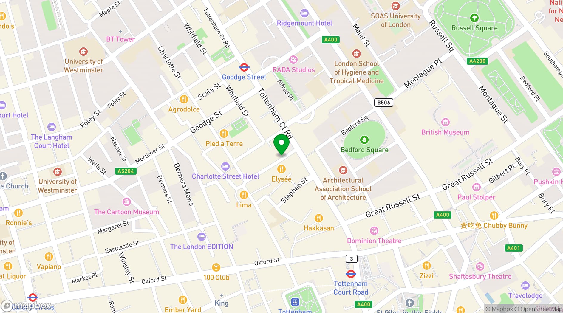 Map showing Met Lounge