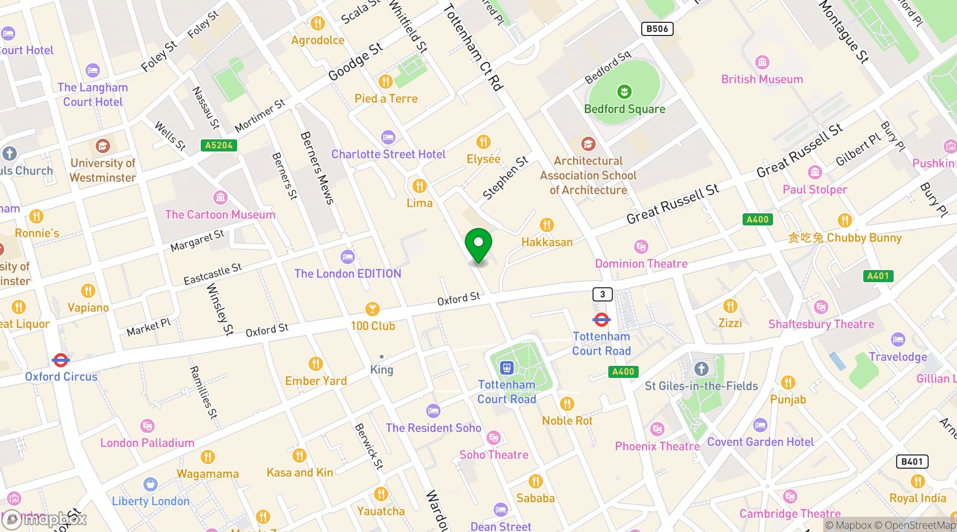 Map showing The Black Horse - London