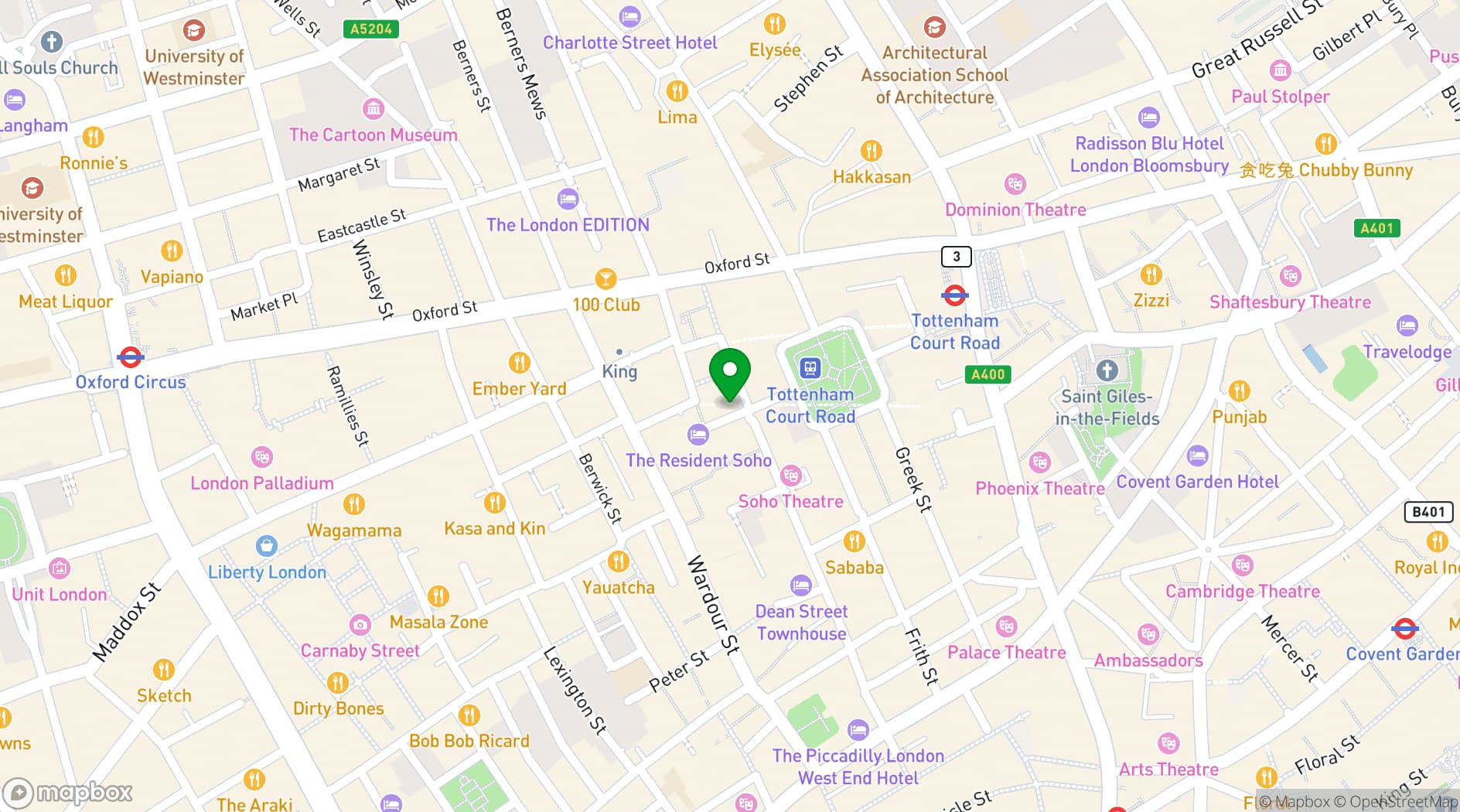 Map showing SoHostel