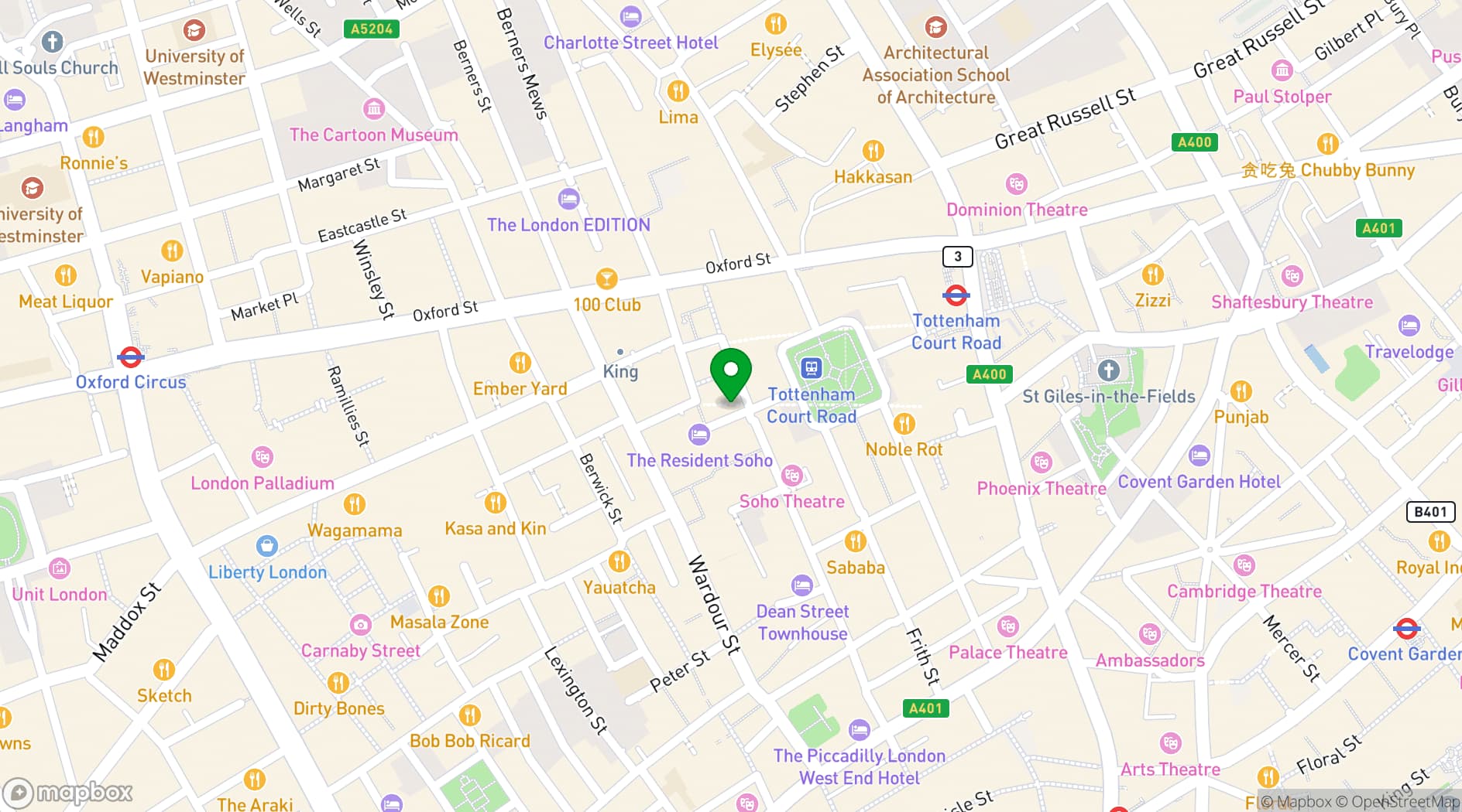 Map showing Rooftop and Bar