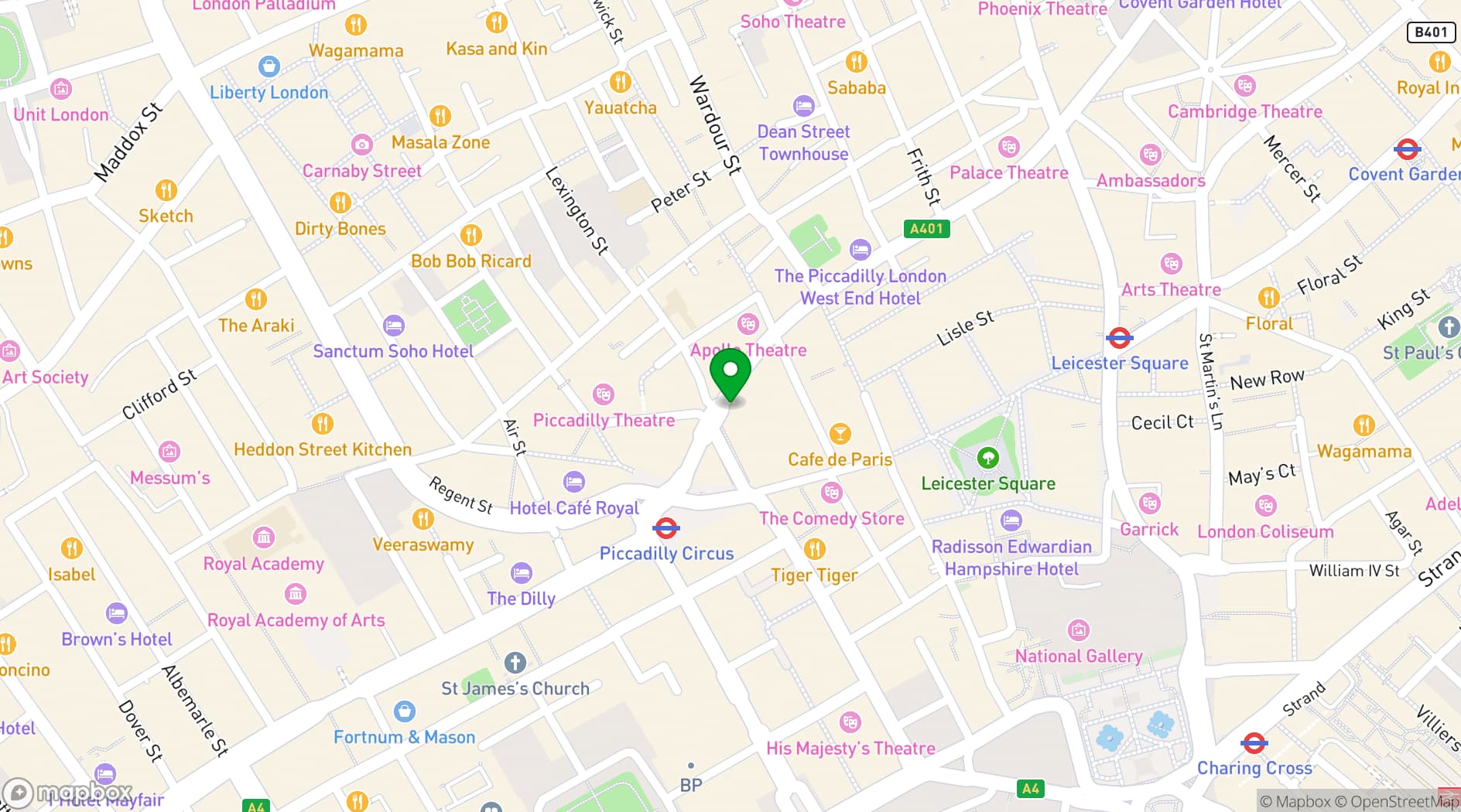 Map showing Albert's Schloss, Soho