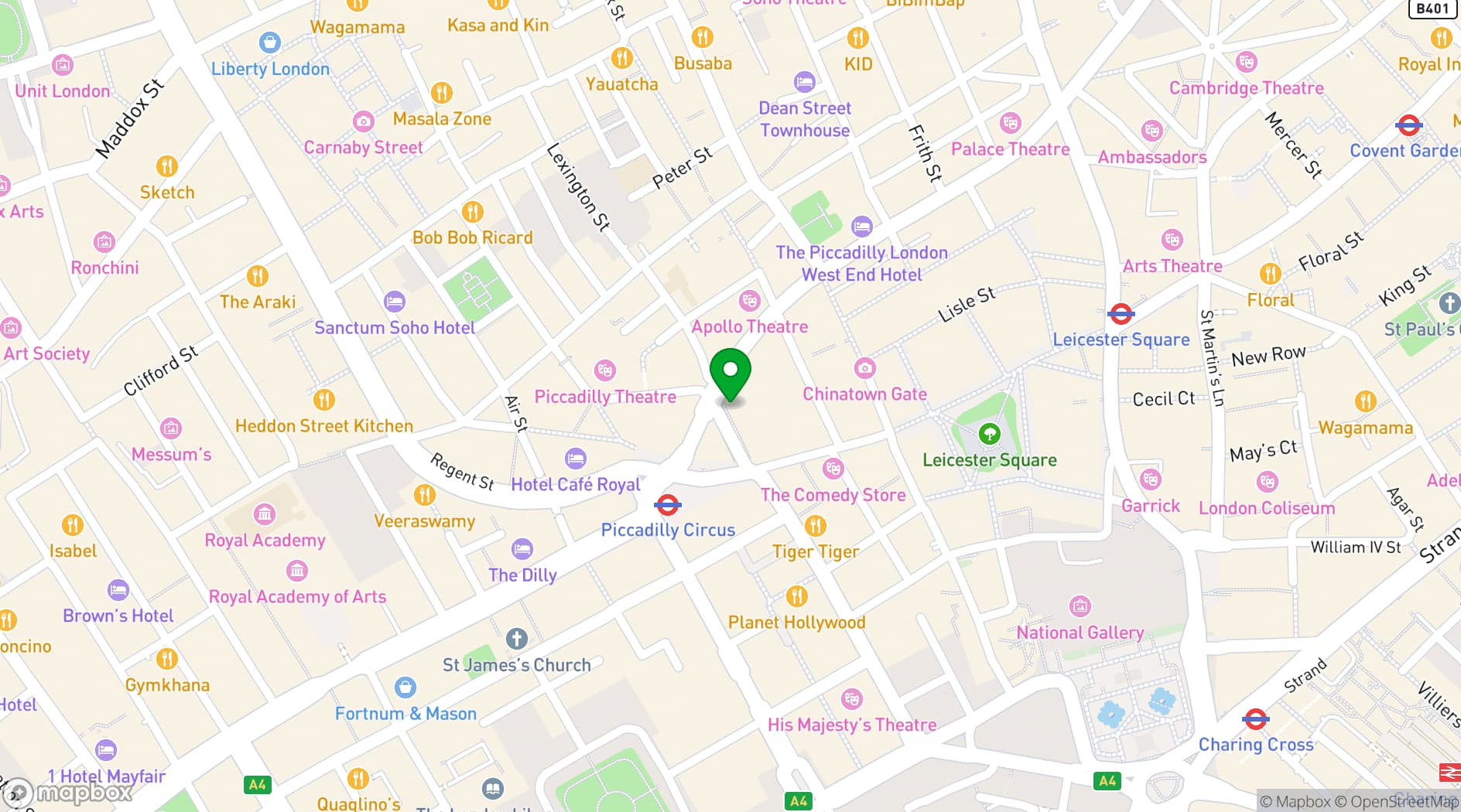 Map showing Picturehouse Central