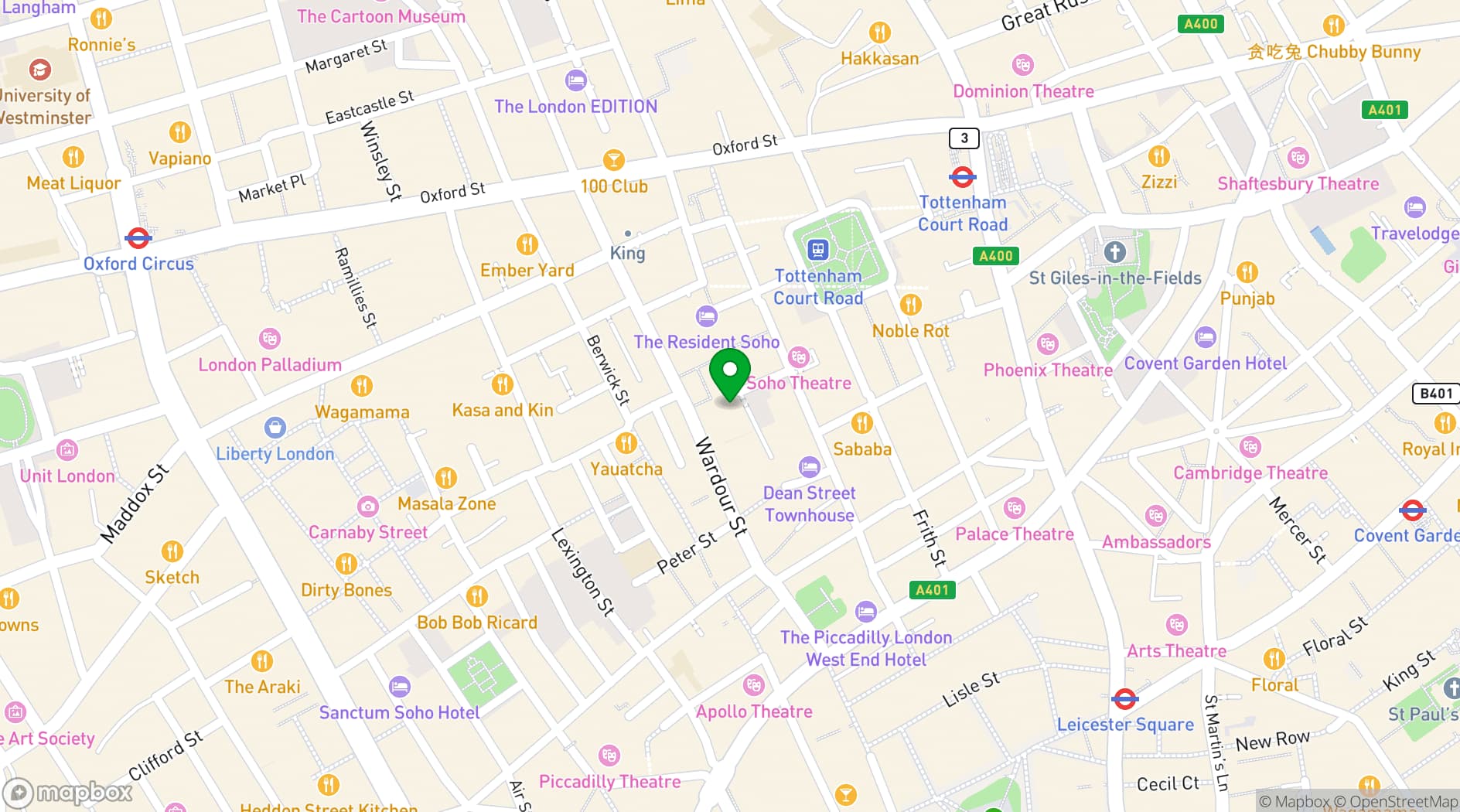Map showing The Soho Hotel