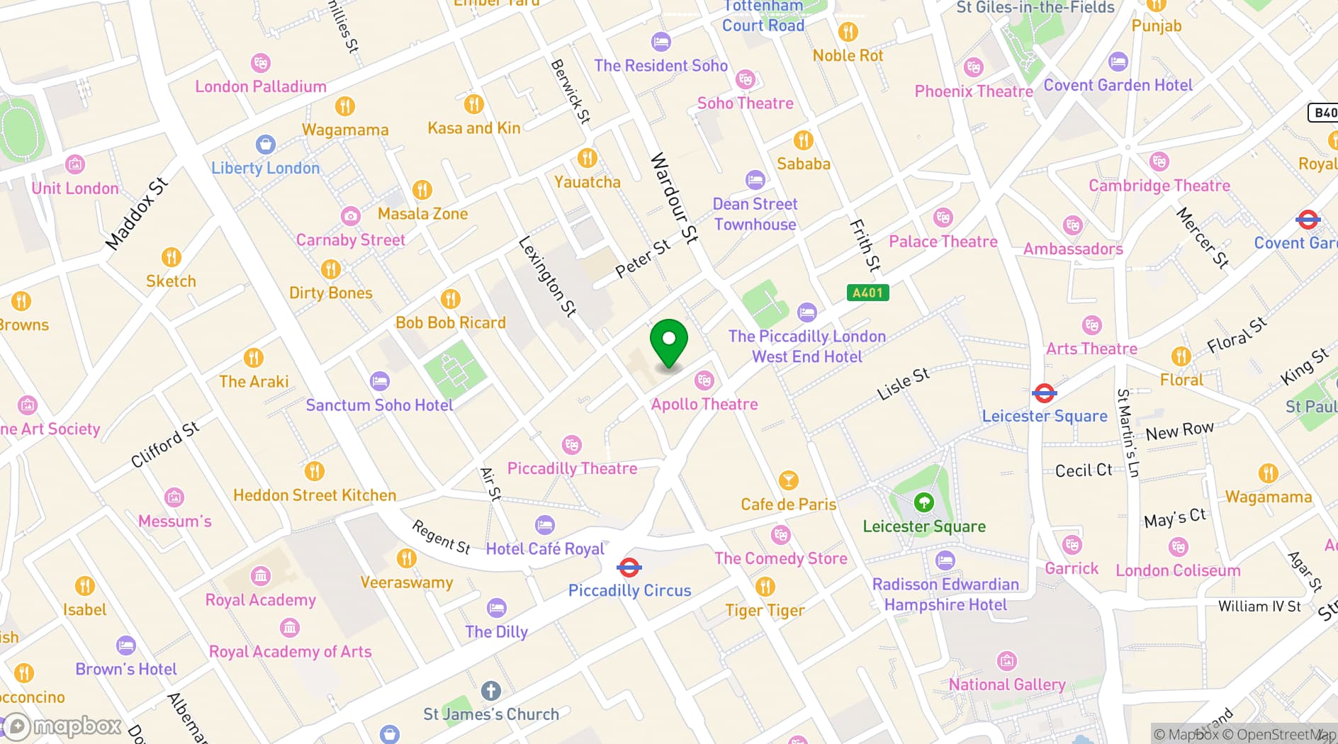 Map showing Bocca di Lupo