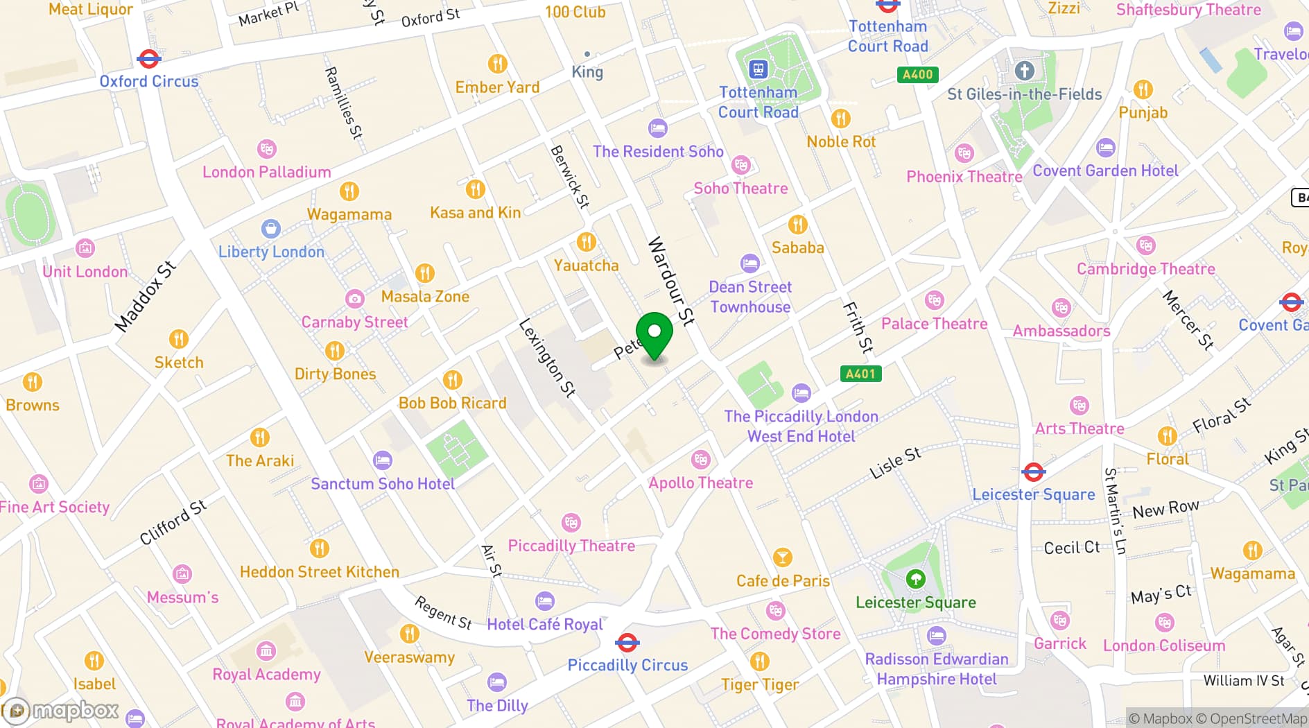 Map showing Underbelly Boulevard