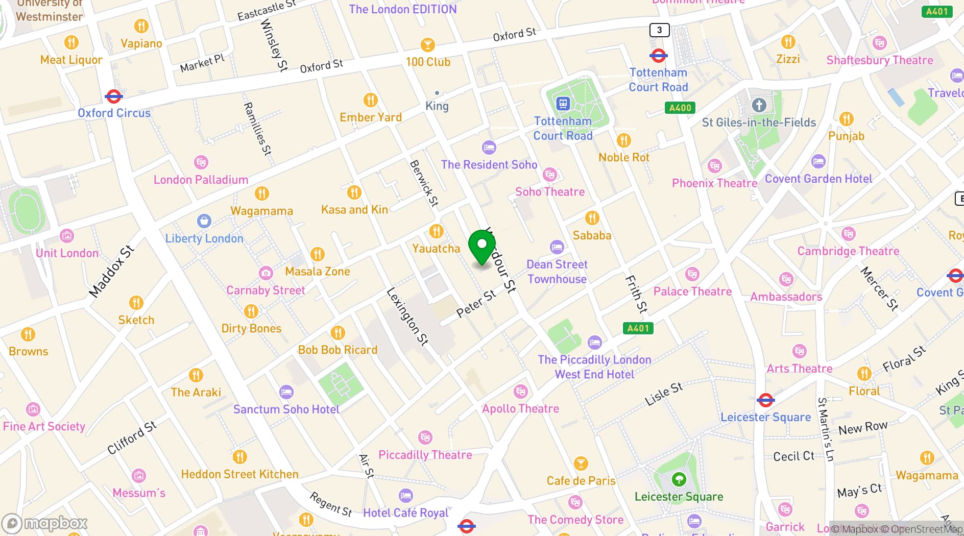Map showing Berwick Street Studios