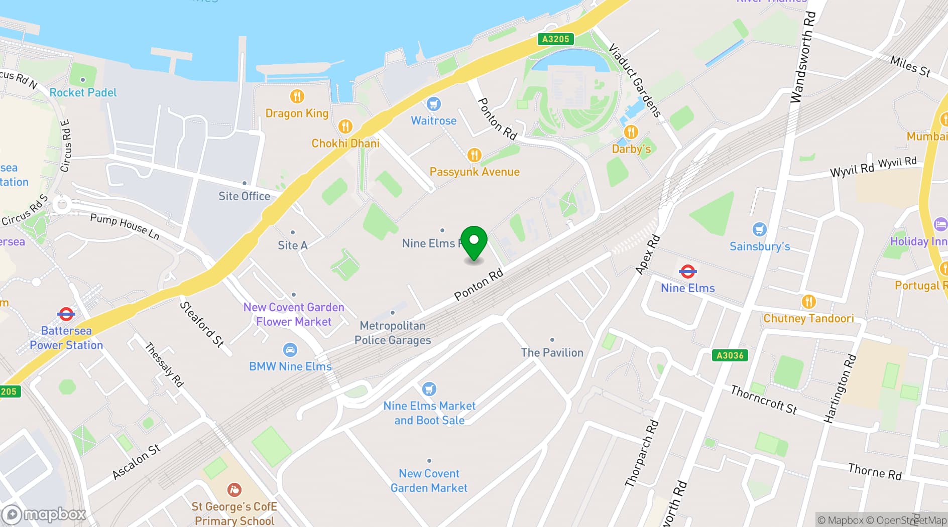 Map showing Flow Dance Nine Elms