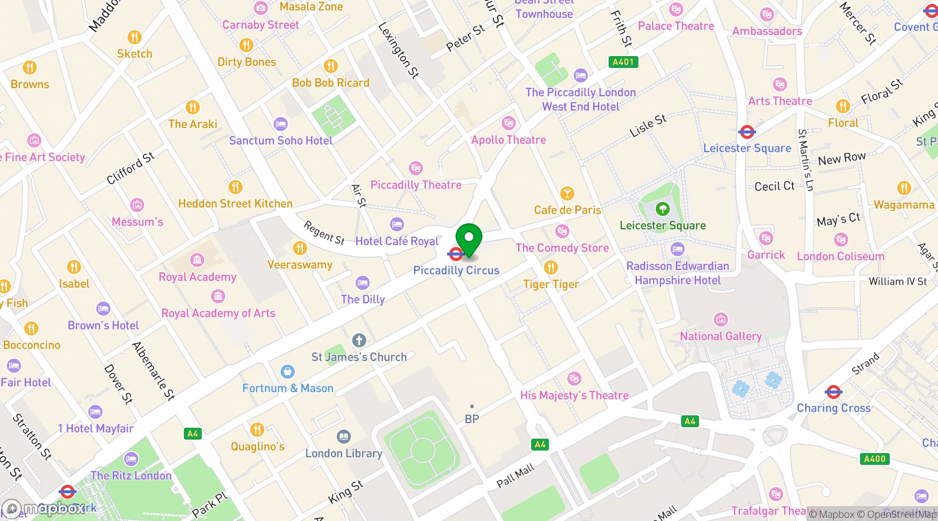Map showing Criterion Theatre