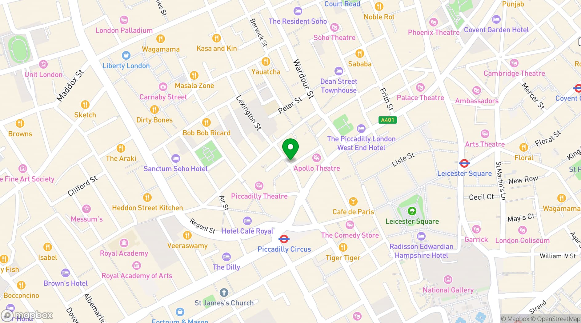 Map showing Be At One Piccadilly