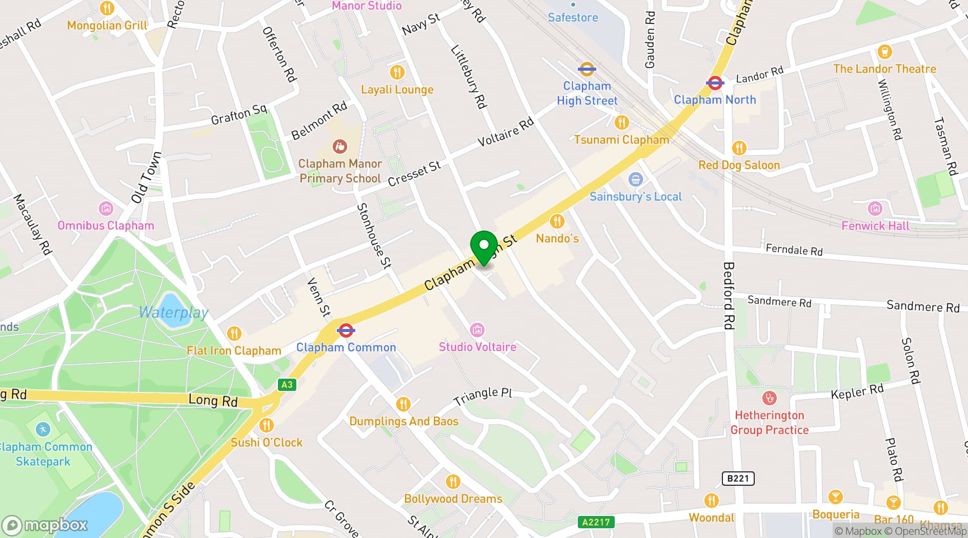 Map showing Townhouse Clapham