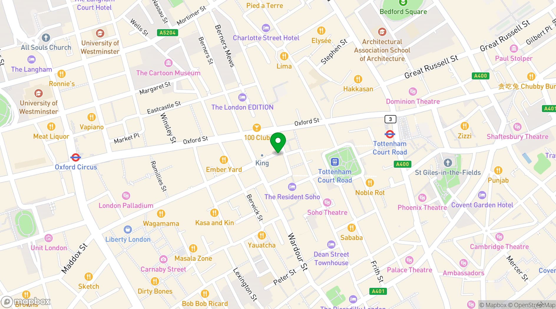 Map showing Saloon within Mr Fogg's Hat Tavern 