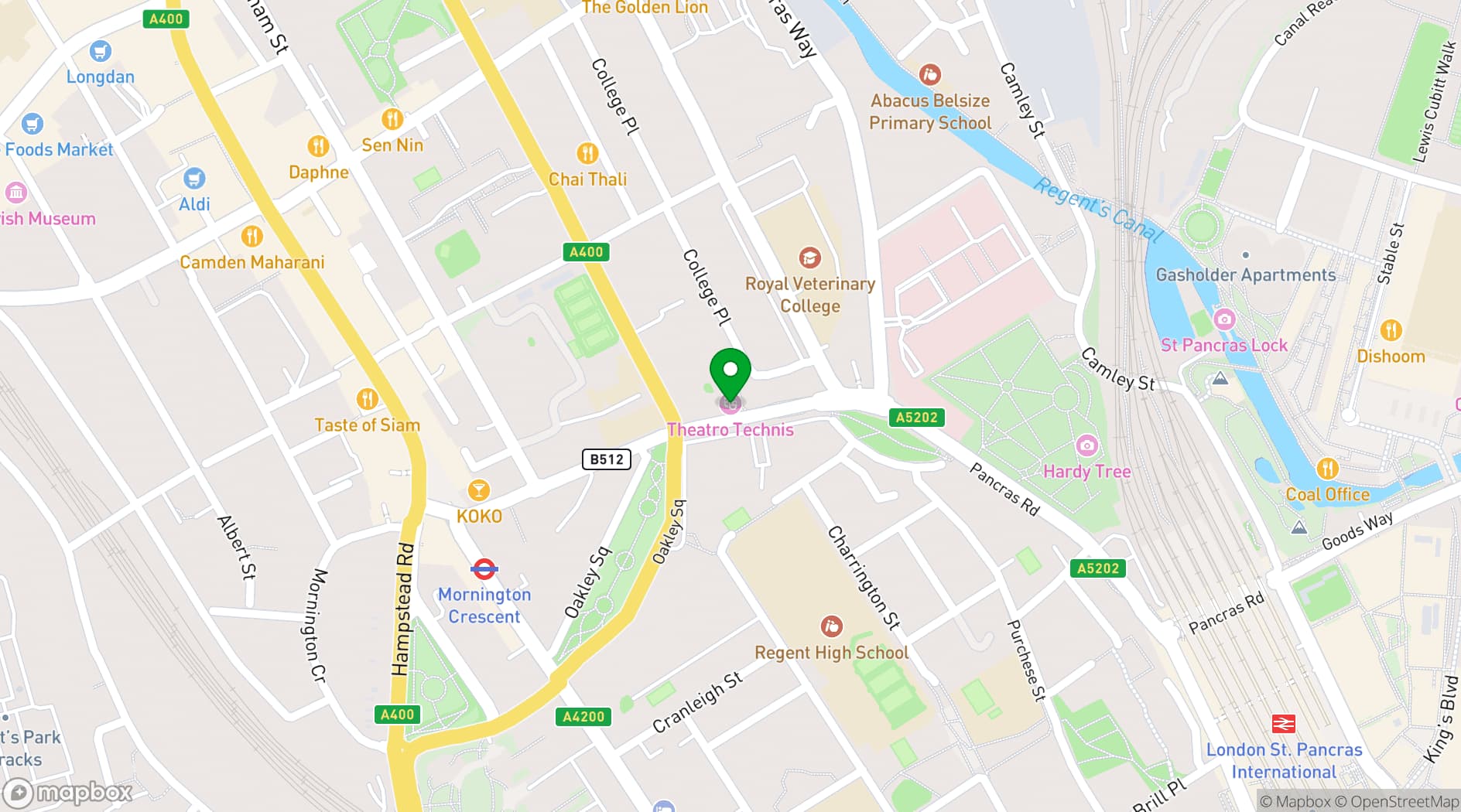 Map showing Theatro Technis