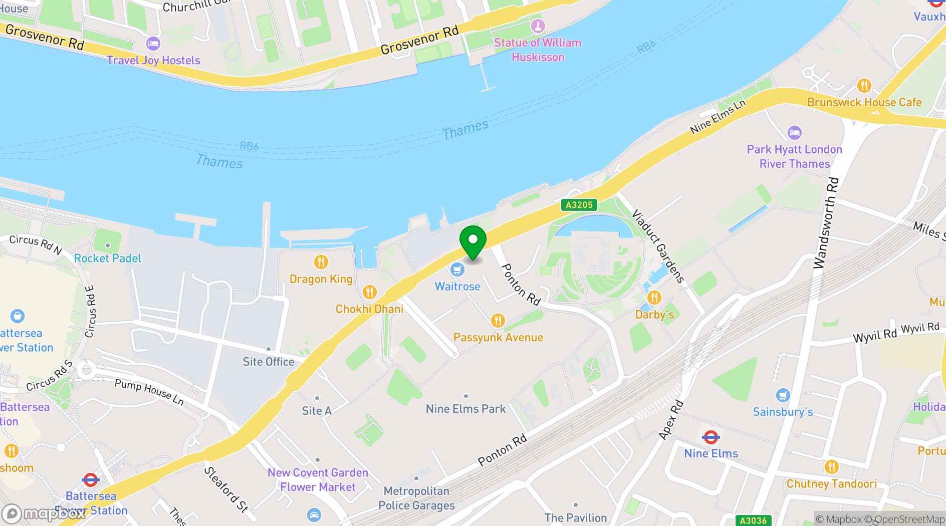 Map showing Park Hyatt London River Thames