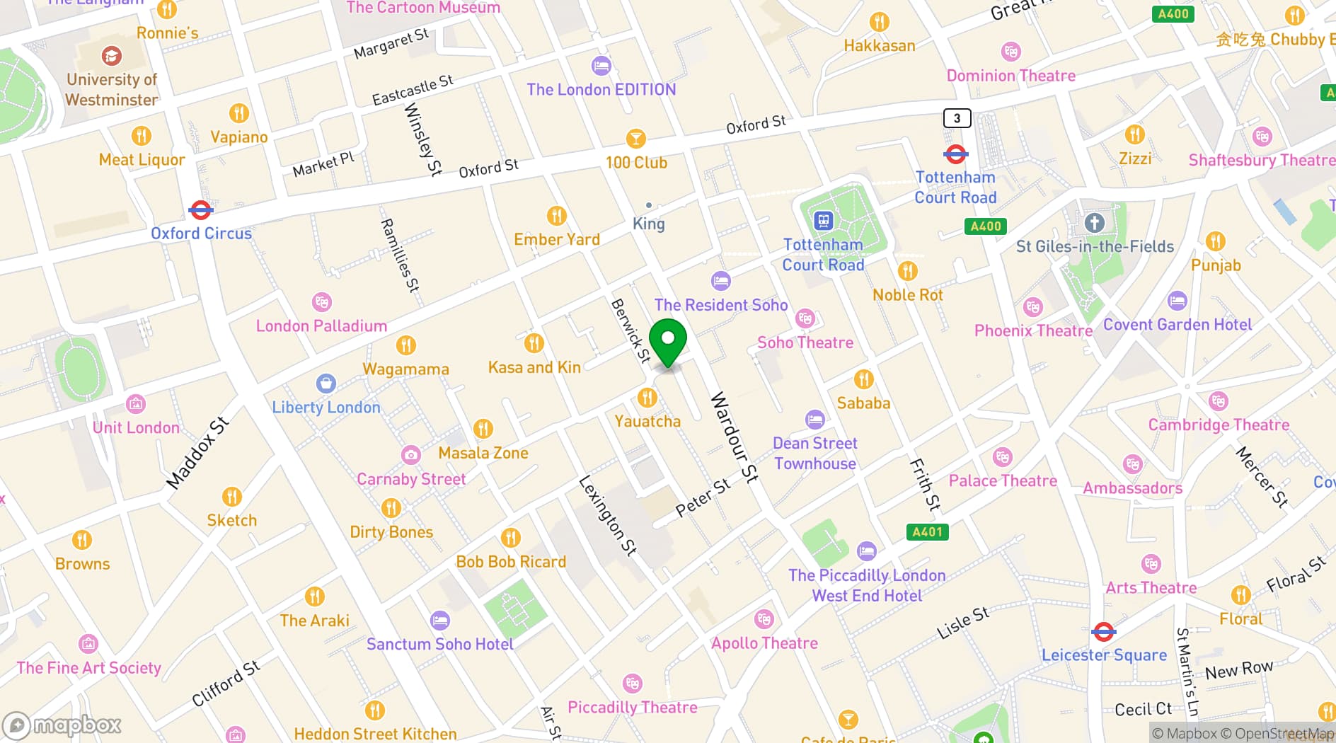Map showing Broadwick Soho
