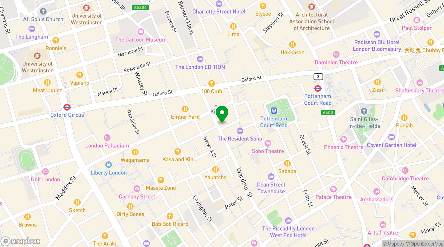 Map showing Yamaha Music London