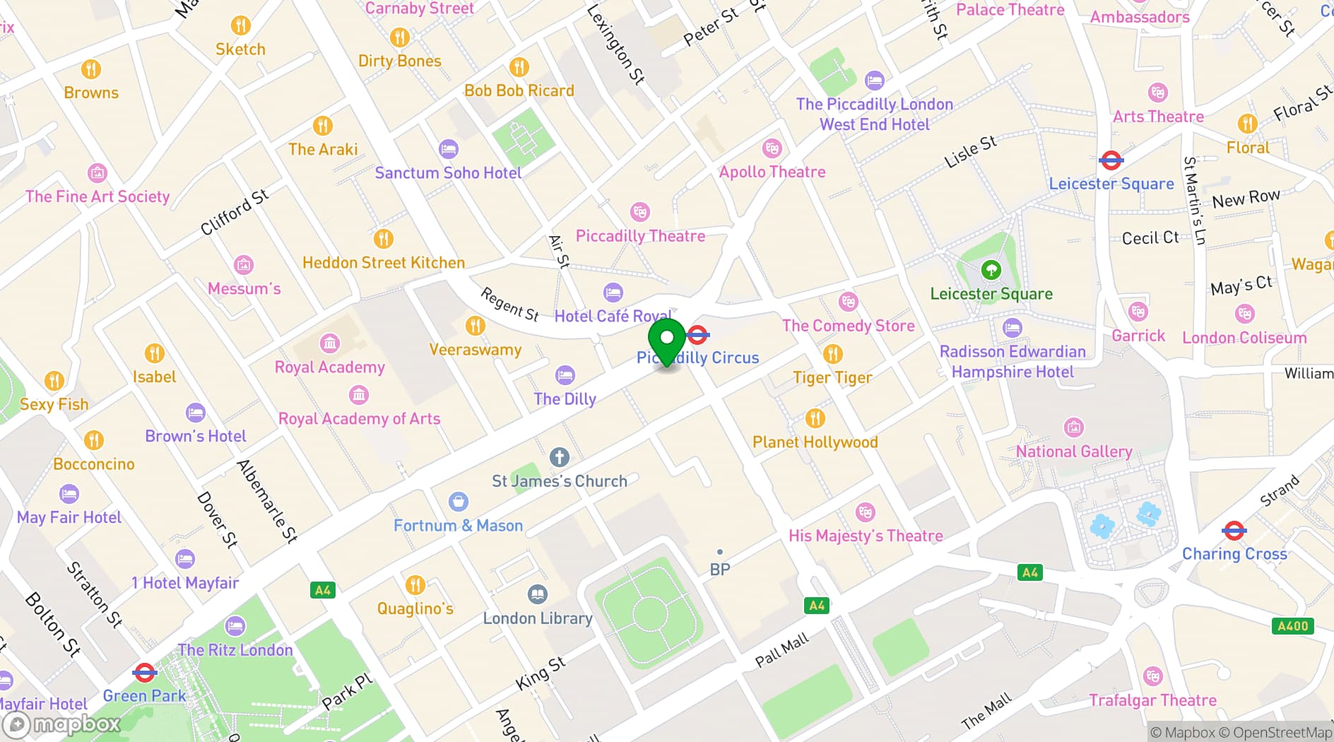 Map showing Ciccaro Piccadilly